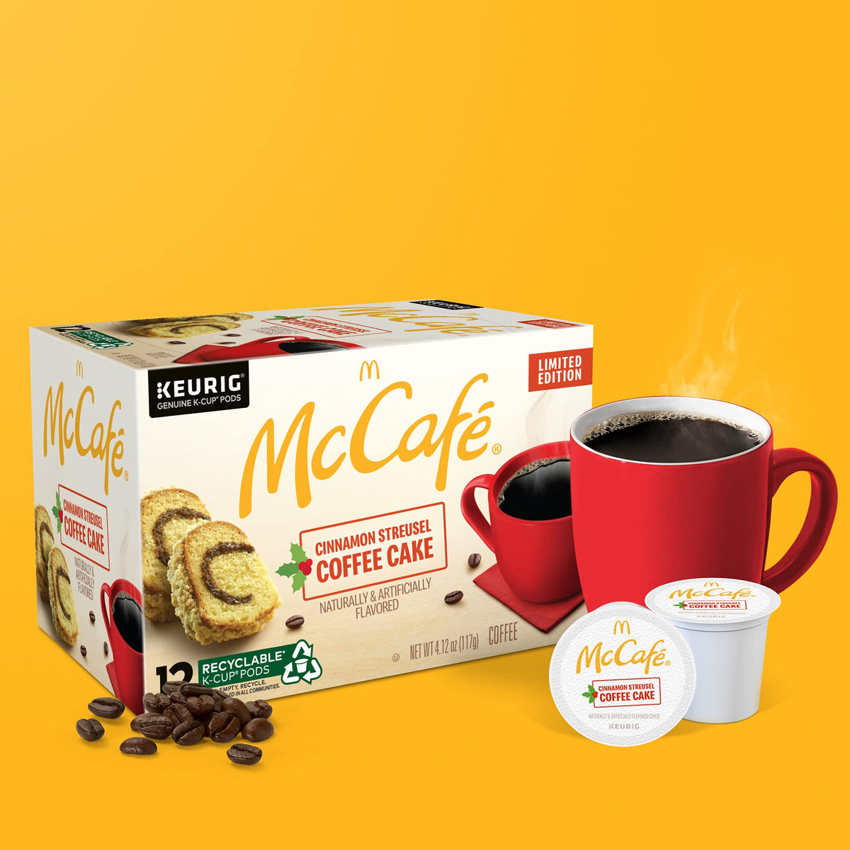 McCafe Cinnamon Streusel Coffee Cake Coffee, Keurig Single Serve K-Cup Pods, 72 Count