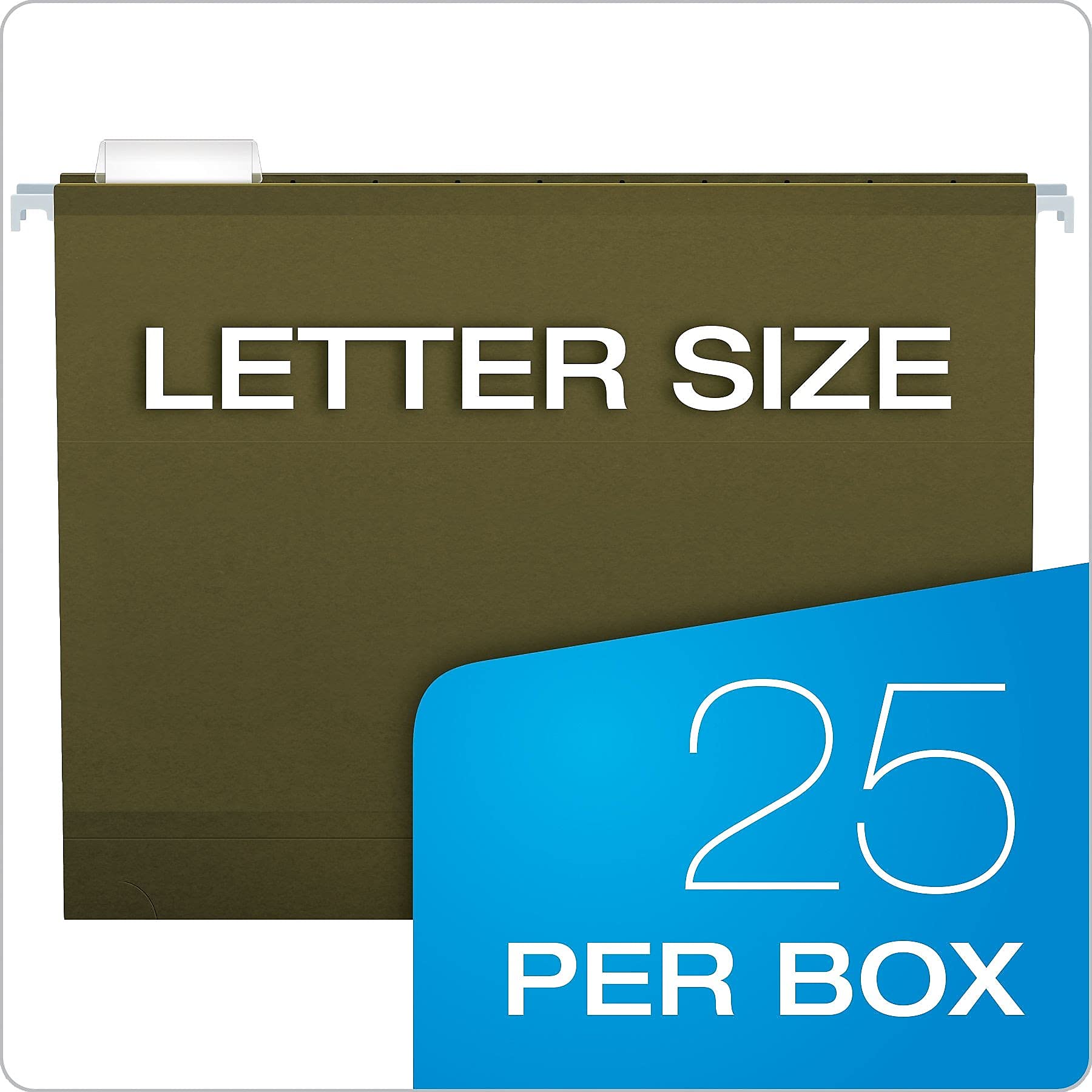 Pendaflex 04152X3 Extra Capacity Reinforced Hanging File Folders, 3", Letter Size, Standard green, 1/5 Cut, 25/BX (4152x3)
