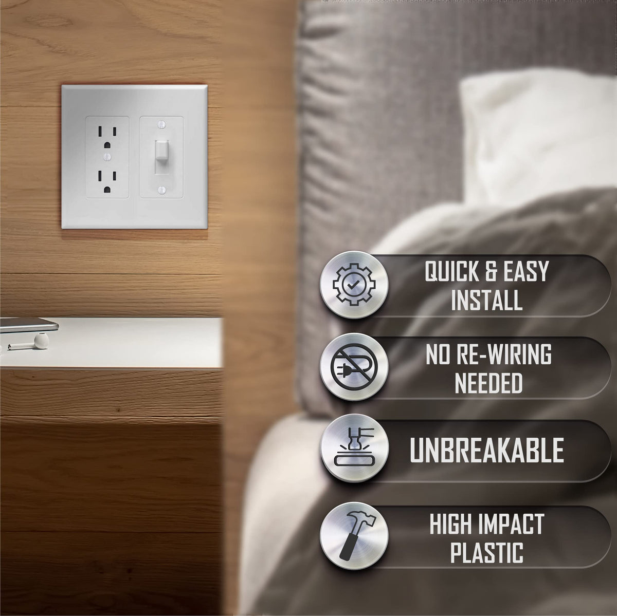 Taymac 2772W Revive Device Wall Plates 2-Gang Masque Decorator Cover, White