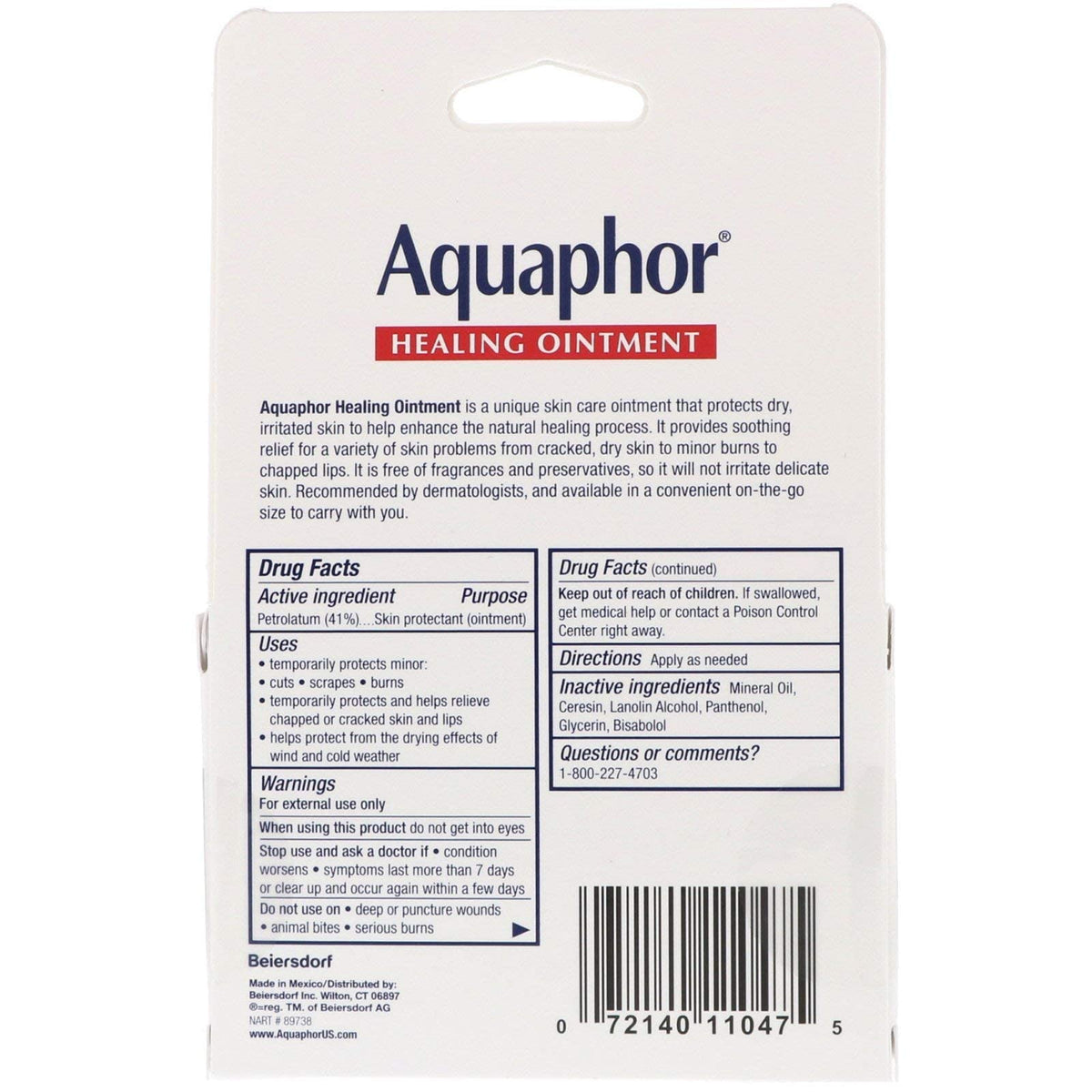 Aquaphor Healing Skin Ointment, Advanced Therapy, 0.35 Ounce (Pack of 2)
