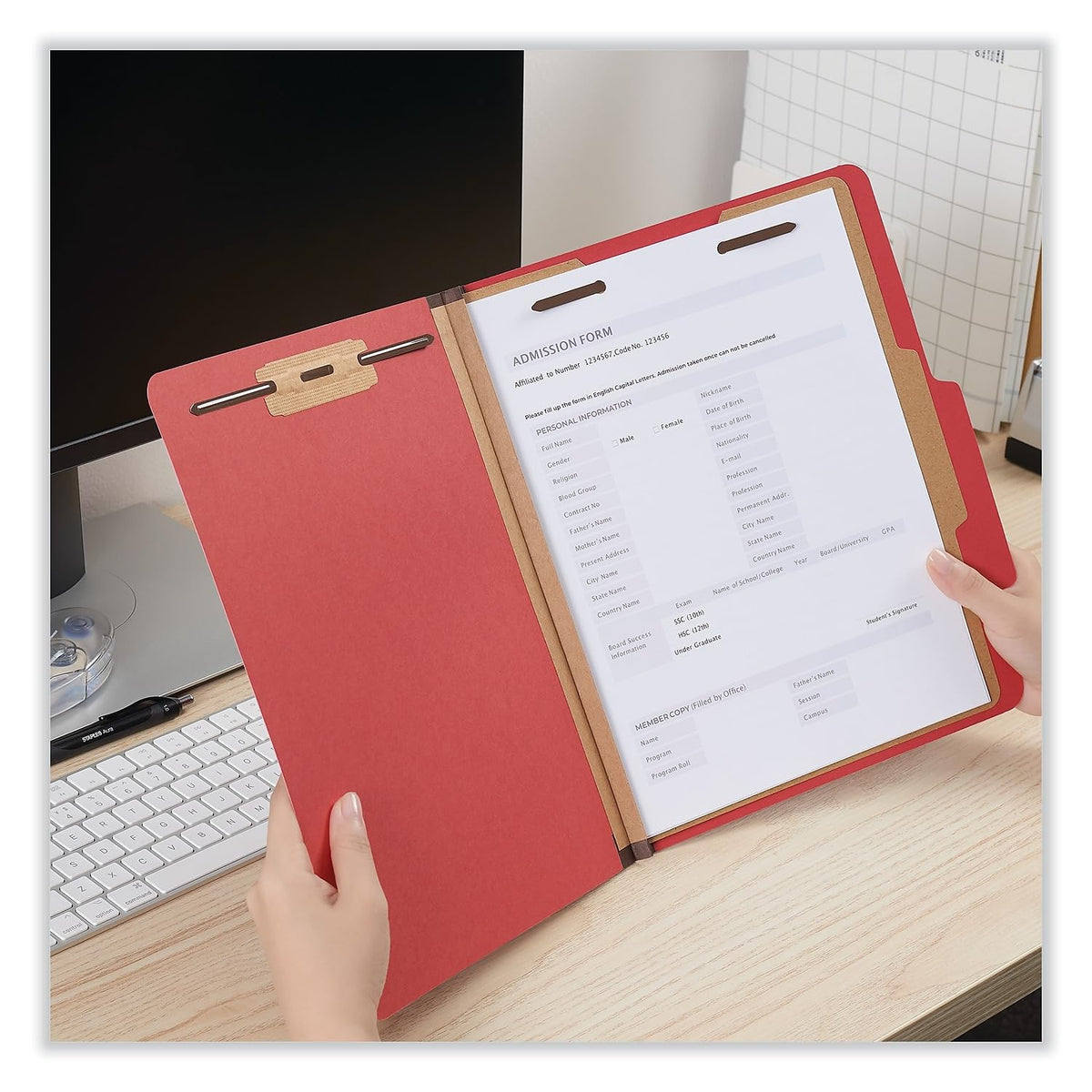 Universal UNV10203 Bright Colored Pressboard Classification Folders - Letter, Ruby Red (10/Box)