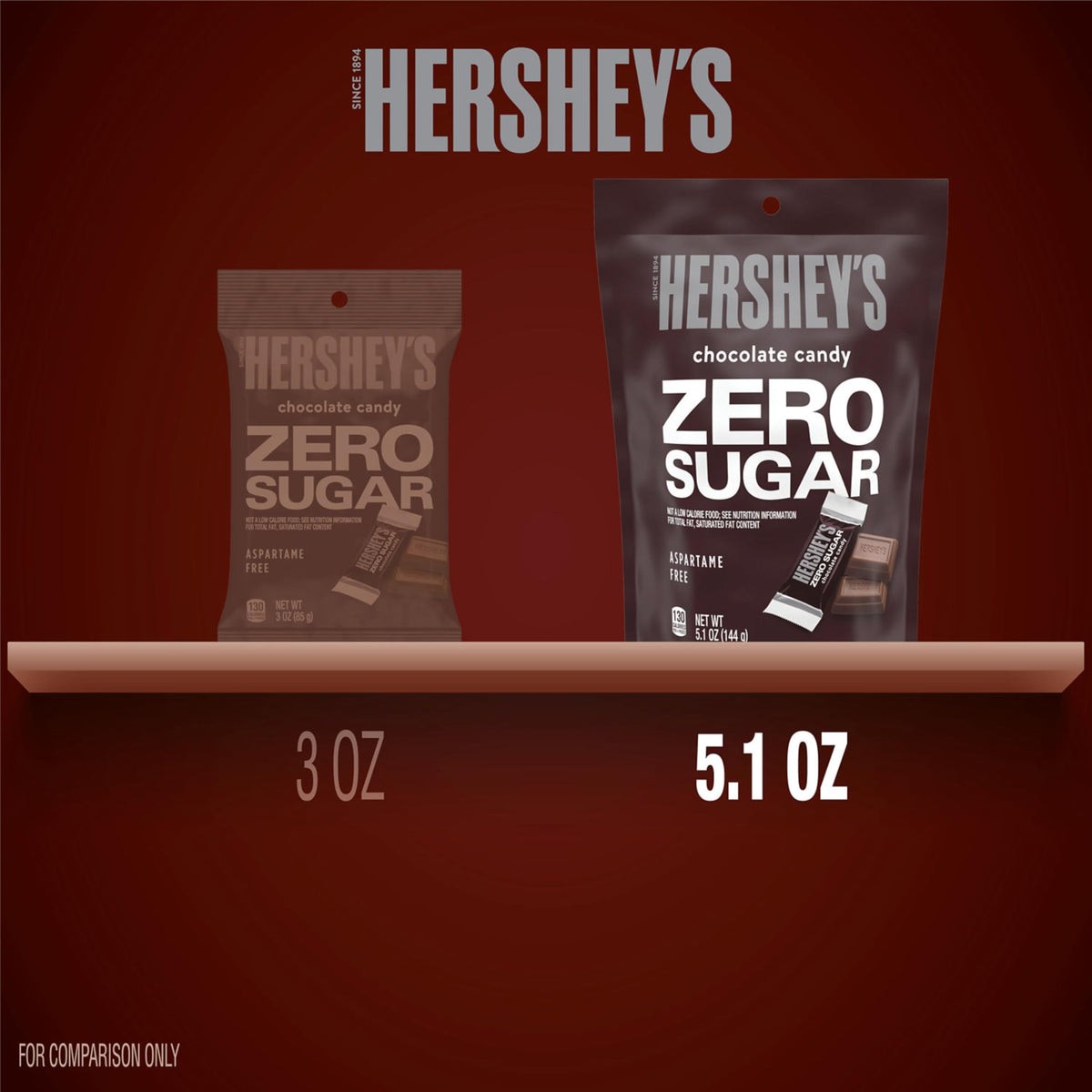 HERSHEY'S Zero Sugar Chocolate Candy Bag, 5.1 oz