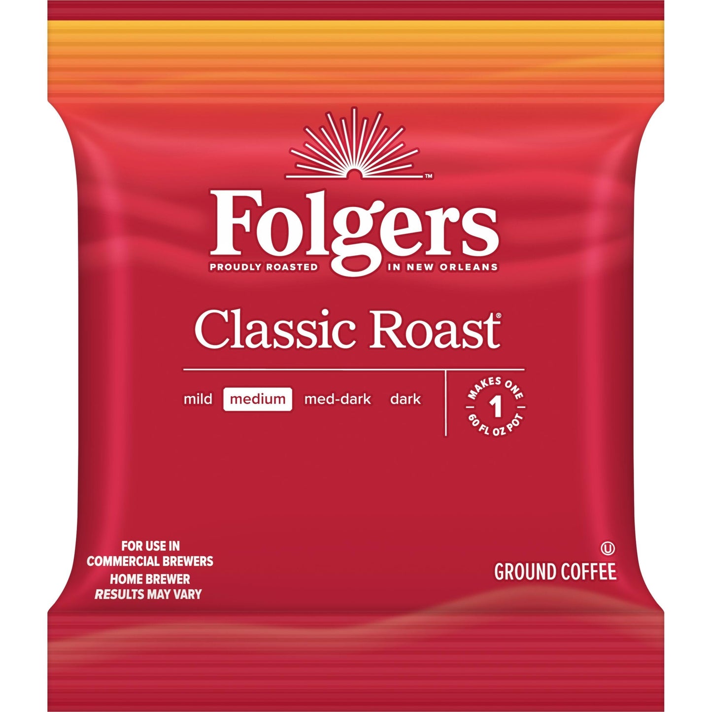 Folgers Classic Roast Coffee Fraction Packs, 1.5 Oz, Pack Of 42 Packs