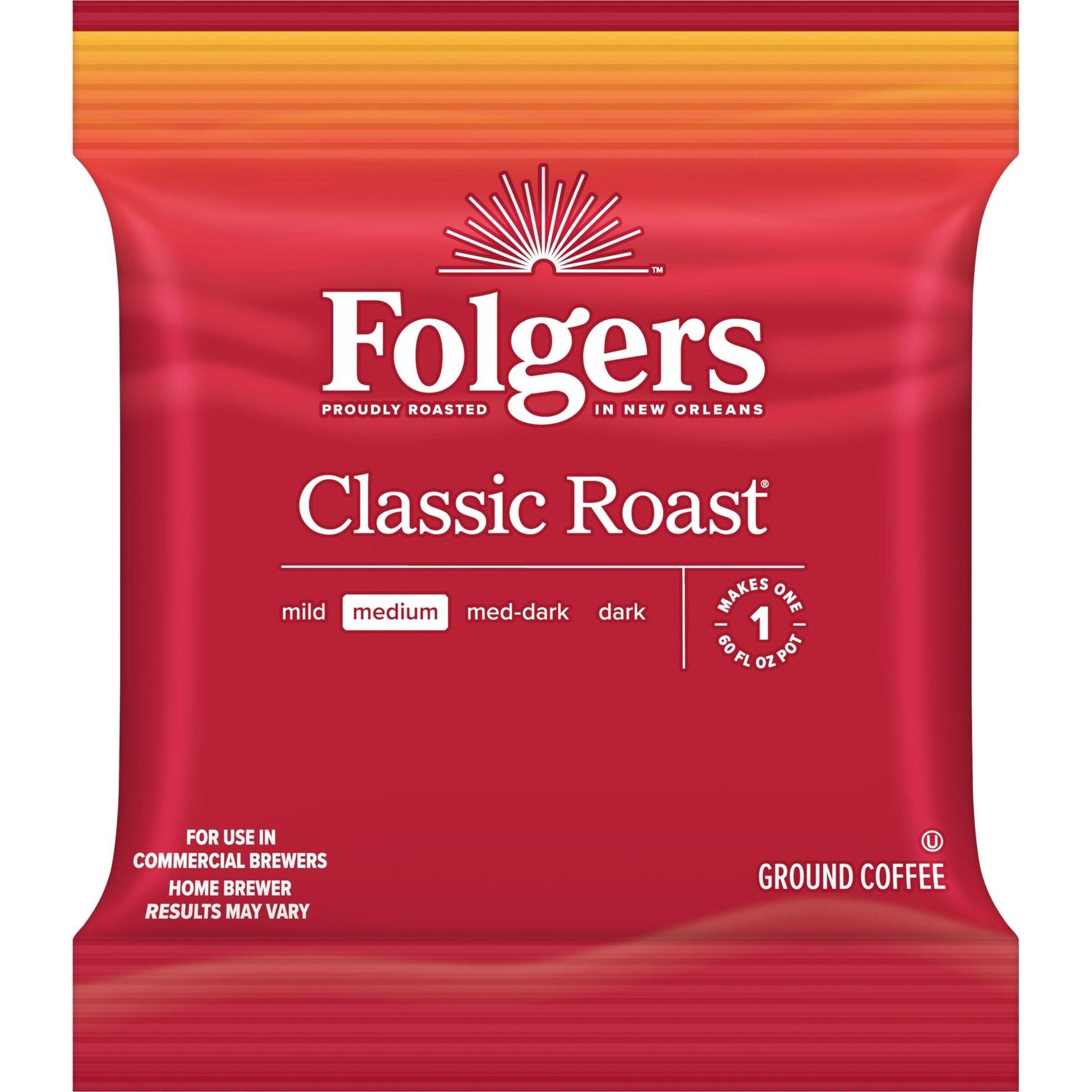 Folgers Classic Roast Coffee Fraction Packs, 1.5 Oz, Pack Of 42 Packs