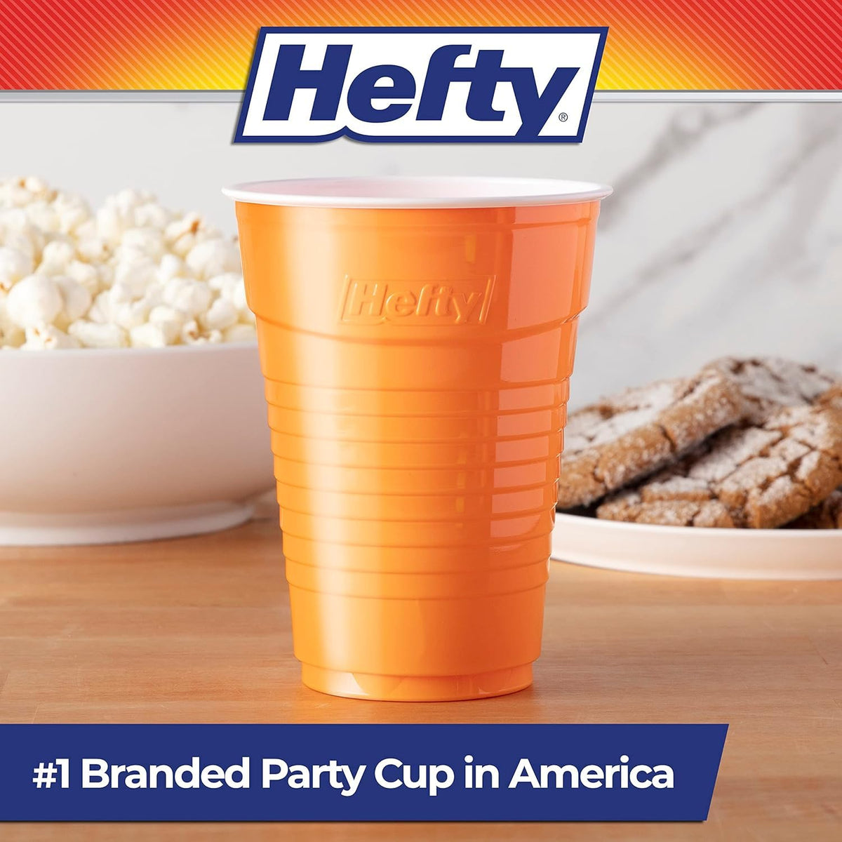 Hefty Party On Disposable Plastic Cups, Assorted, 16 Ounce 100 Count (Pack of 6)