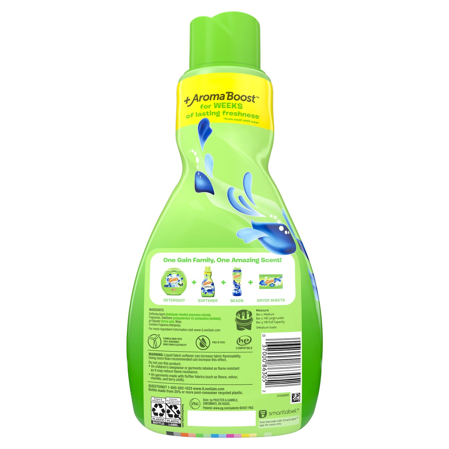 Gain Laundry Fabric Softener Liquid, Blissful Breeze, 48 Loads, He Compatabile, 41 Fl Oz, Pack of 4