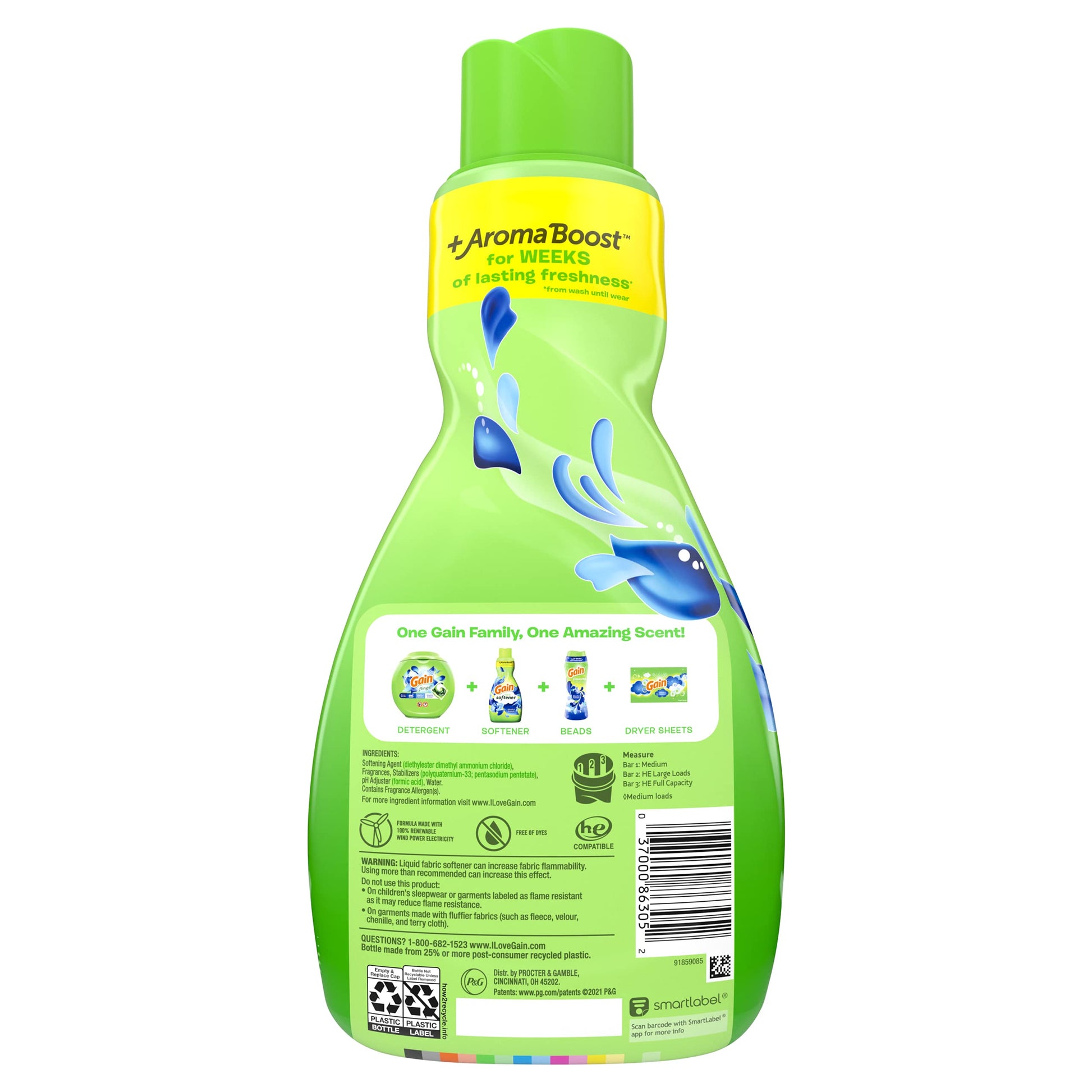 Gain Laundry Fabric Softener Liquid, Blissful Breeze, 48 Loads, He Compatabile, 41 Fl Oz, Pack of 4