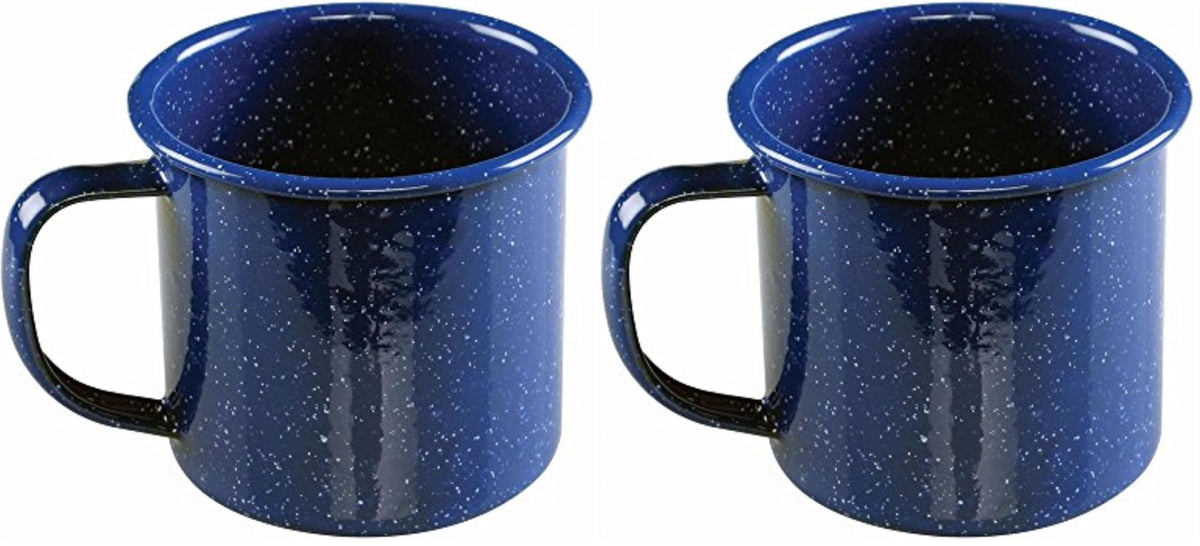 Coleman 12oz Enamel Coffee Mug, Impact-Resistant, Dishwasher-Safe, Perfect for Camping, Picnics, BBQ, Tailgates, Sports Events (Pack of 2)