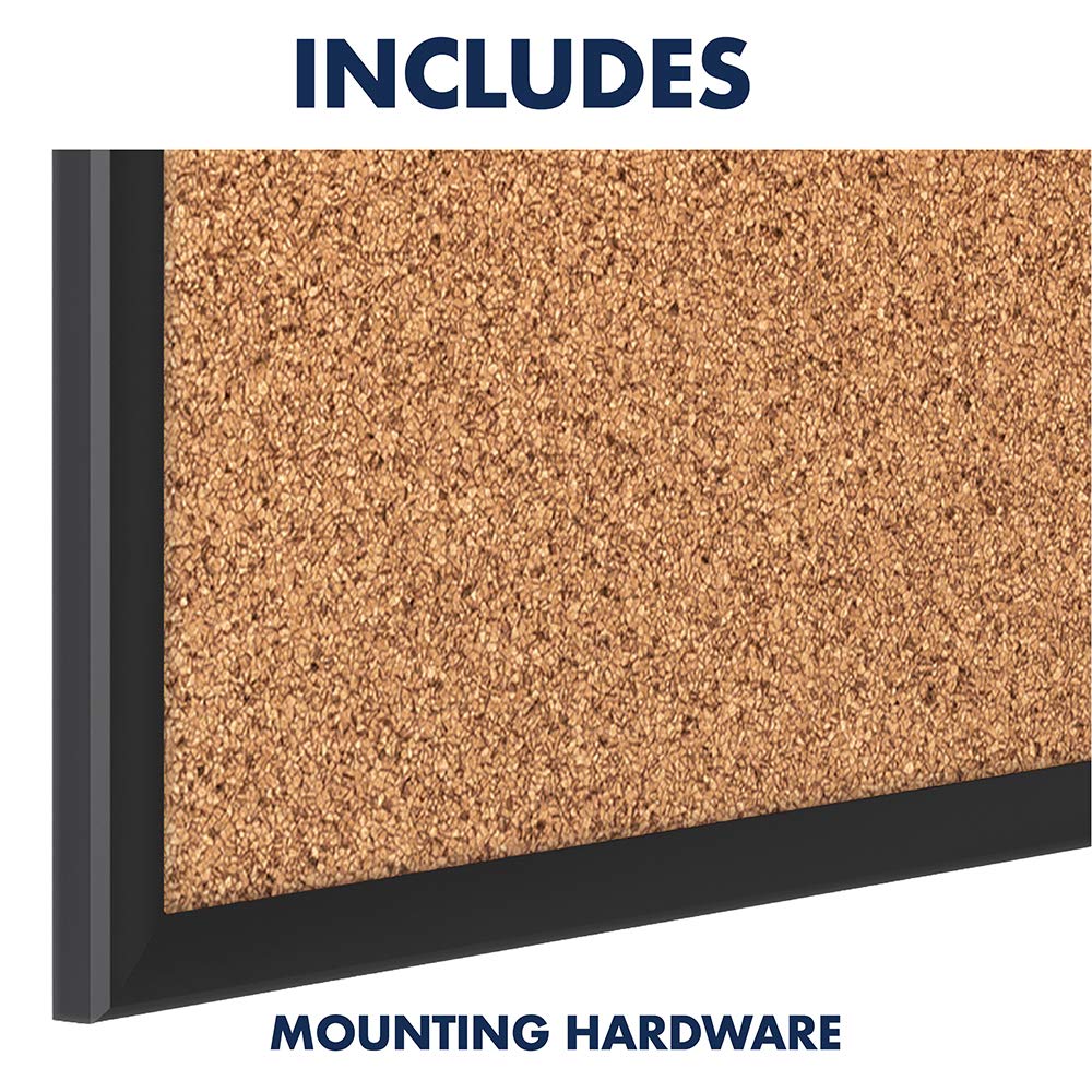 Quartet Cork Board, Bulletin Board, 3' x 2' Corkboard, Black Frame (2303B)