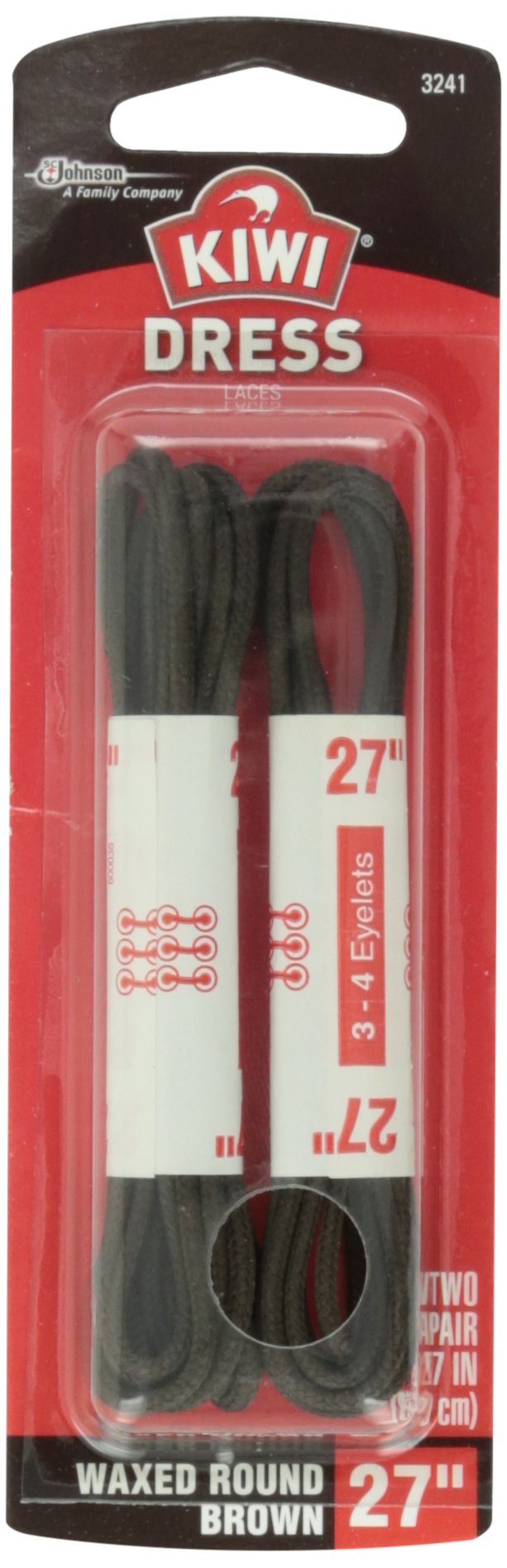 Kiwi Shoe laces, 27 in, wax brown, 1 ct