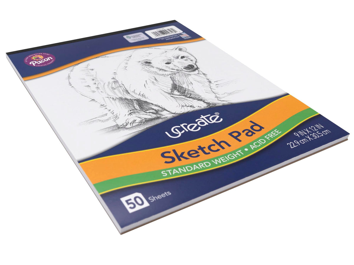 UCreate Sketch Pad, Standard Weight, 9" x 12", 50 Sheets