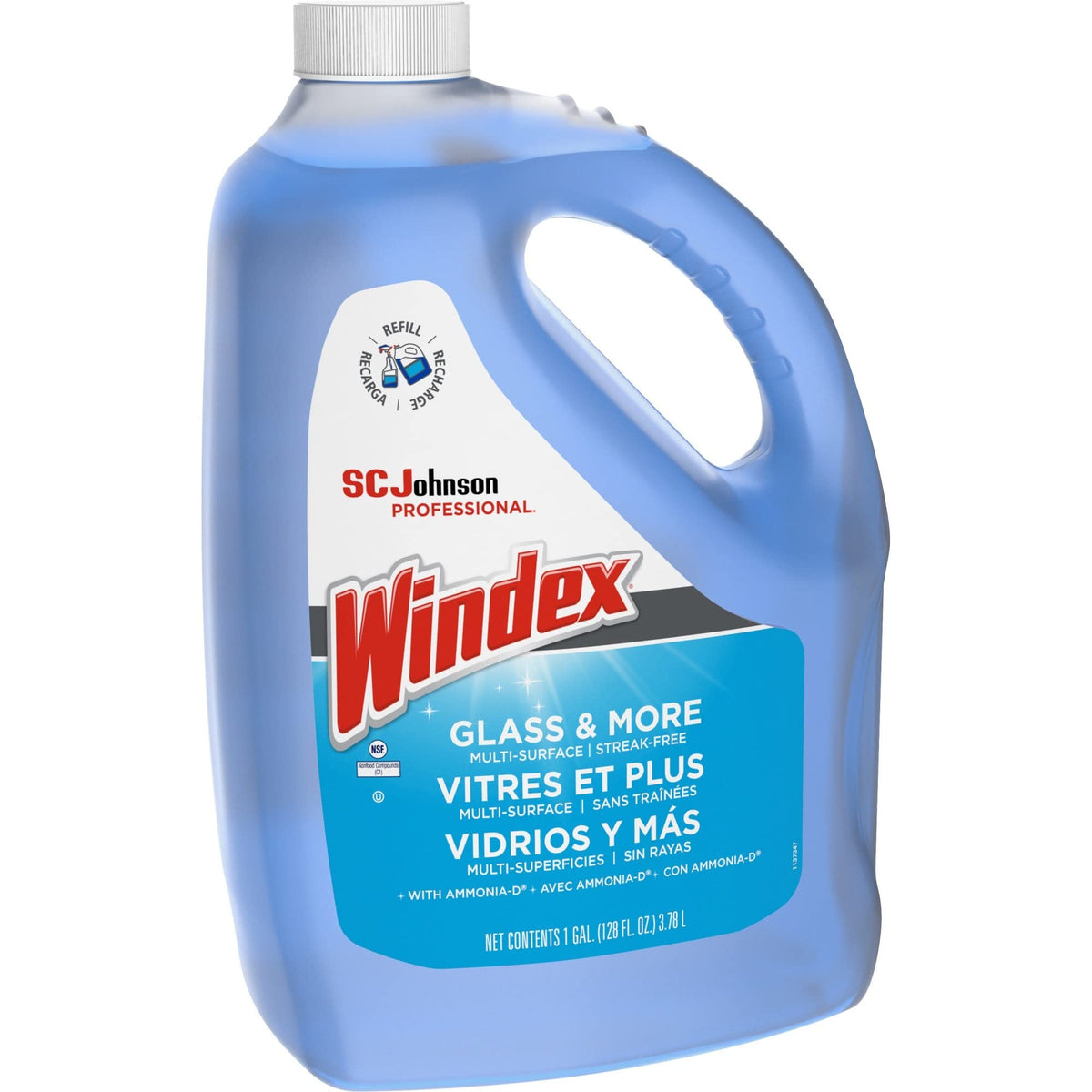 Windex Glass Cleaner Refill, 1 Gallon, 4/CT, Sold as 1 carton