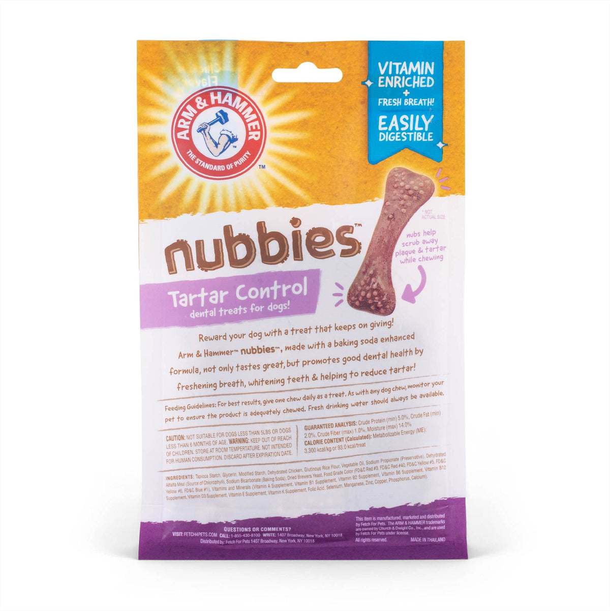 Arm & Hammer for Pets Nubbies Dental Treats for Dogs | Dental Chews Fight Bad Breath, Plaque & Tartar Without Brushing | Chicken Flavor, Size Large (Pack of 1,8 Count Total)