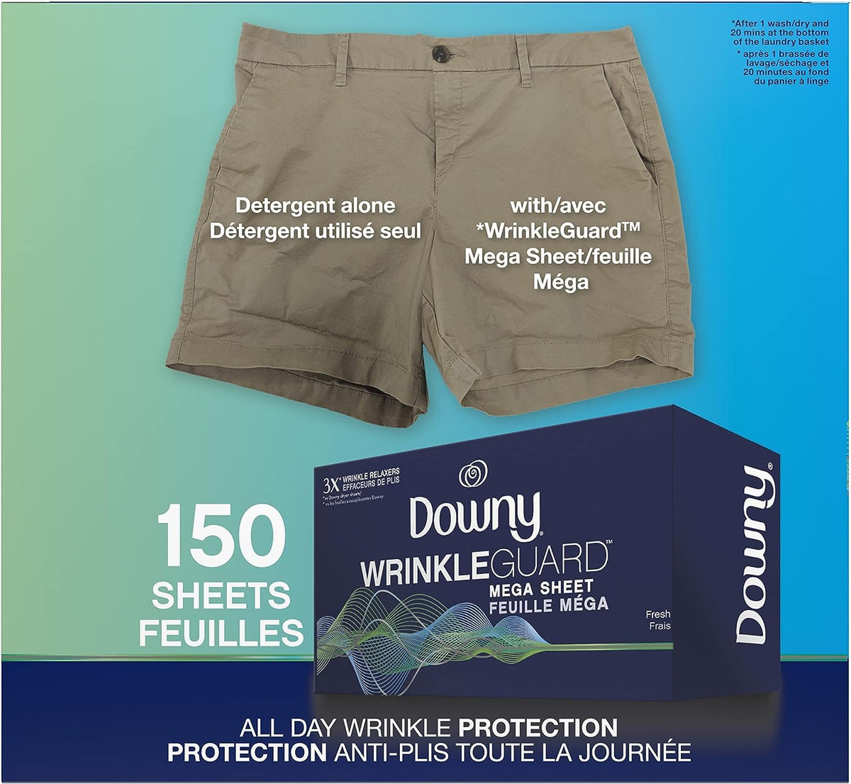Downy WrinkleGuard Dryer Sheets, Fresh, 150 count