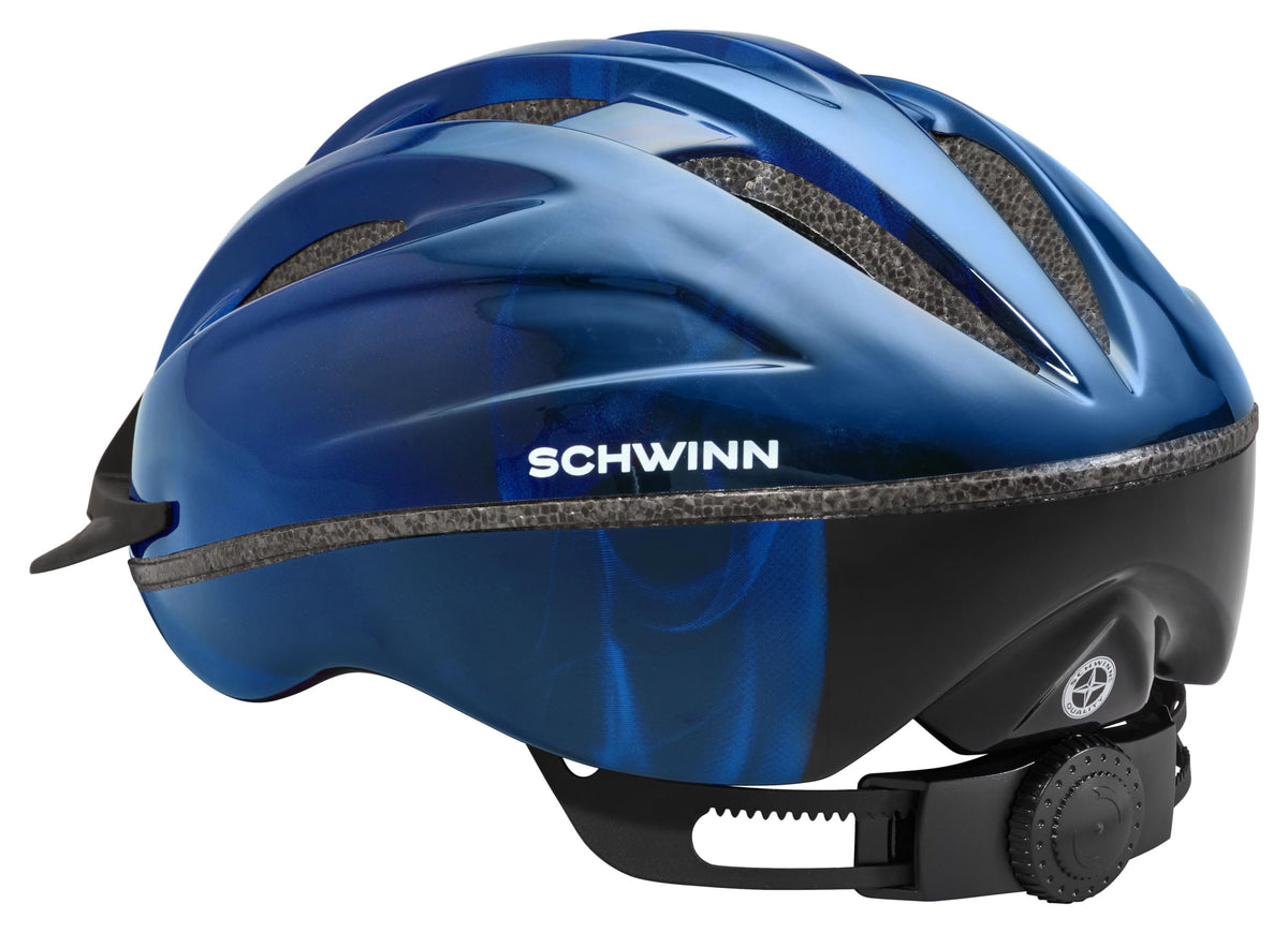 Schwinn Intercept Bike Helmet For Adult Men Women Ages 14 and Up, Can Fit Head Circumference 58-62 cm, With 10 Vents, Snap On/Off Visor, Adult Blue