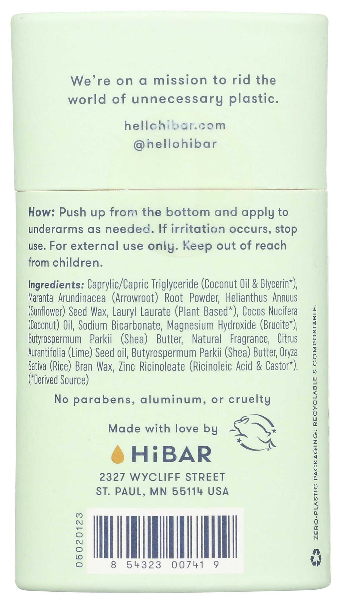 HiBAR Bergamot Cedar Deodorant, 2.25 OZ