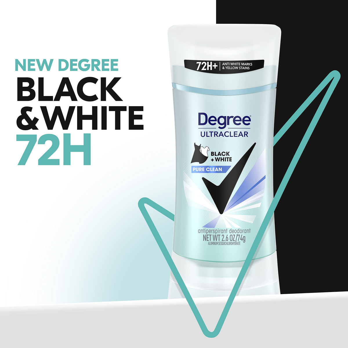 Degree Antiperspirant for Women Protects from Deodorant Stains Pure Clean Deodorant for Women 2.6 oz, Pack of 4