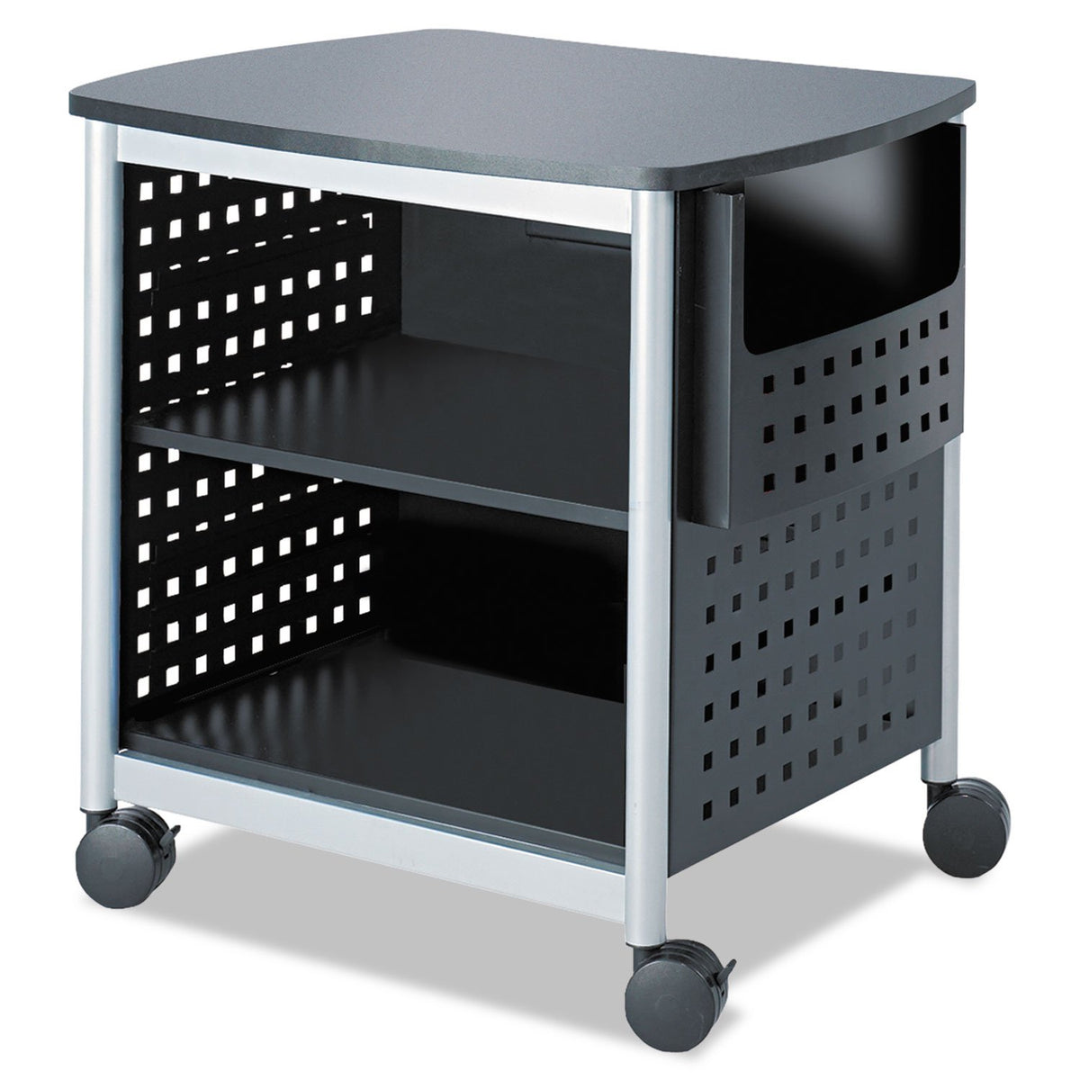 Safco 1856BL Scoot Printer Stand 26-1/2w x 20-1/2d x 26-1/2h Black/Silver