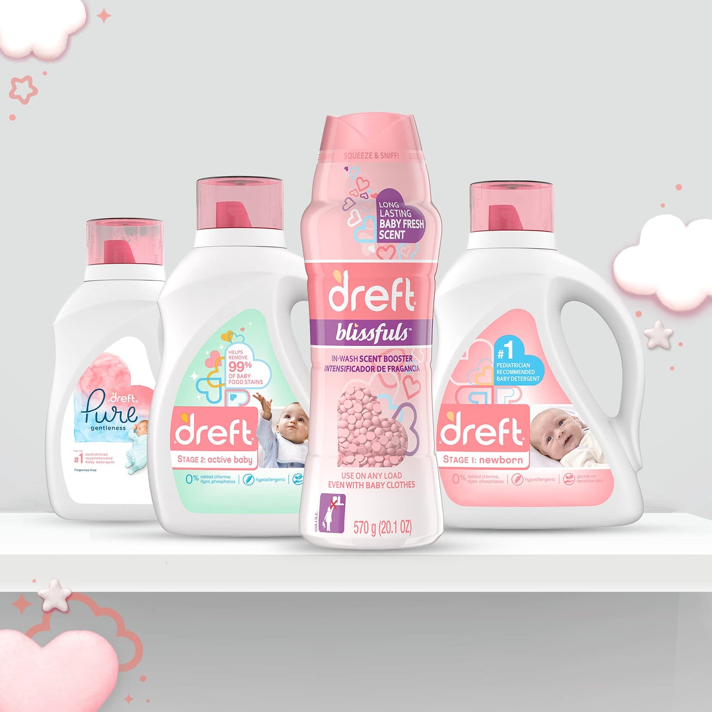 Dreft Blissfuls Laundry Scent Booster Beads for Washer, Baby Fresh Scent, 26.5 oz