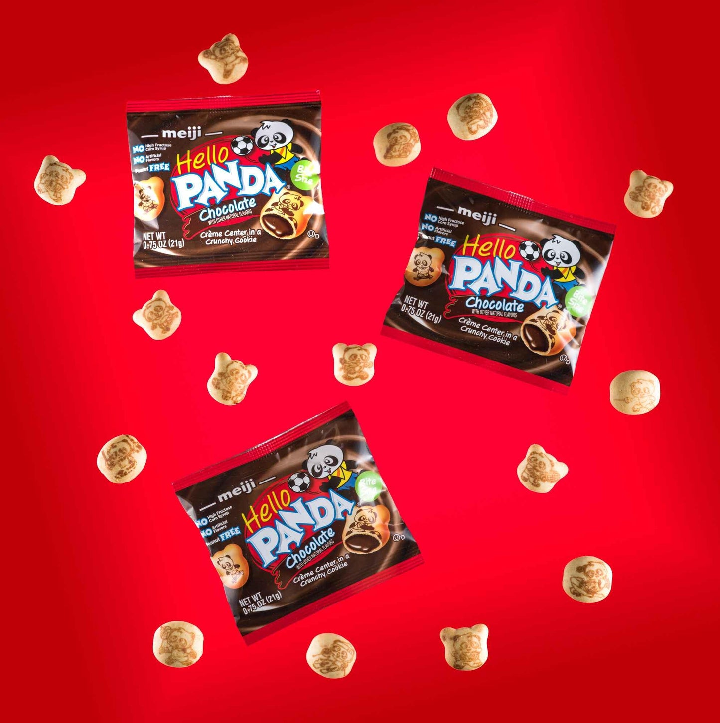 Meiji Hello Panda Cookies, Chocolate Crème Filled - 32 Count, 0.75oz Packages - Bite Sized Cookies with Fun Panda Sports