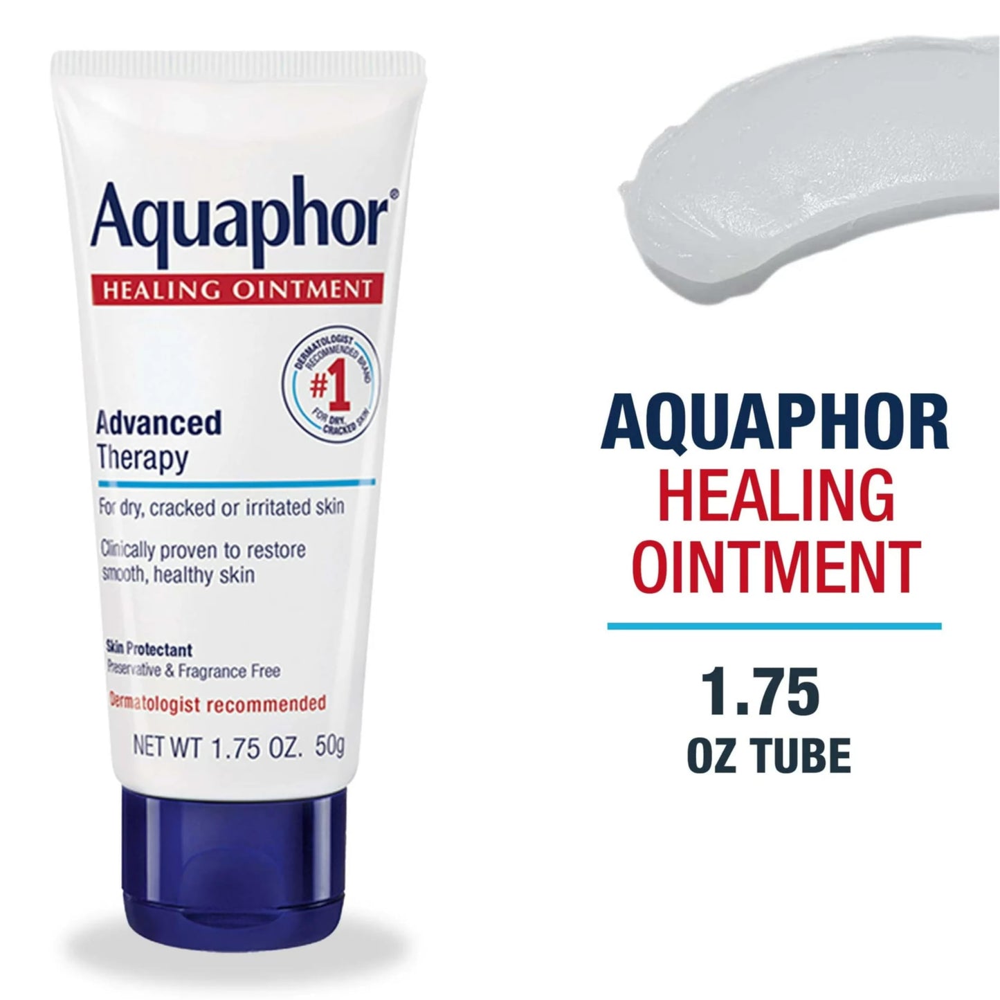 Aquaphor Healing Ointment - Pack of 6, Protectant for Dry Cracked Skin, Dry Hands, Travel Size - 1.75 oz. Tube