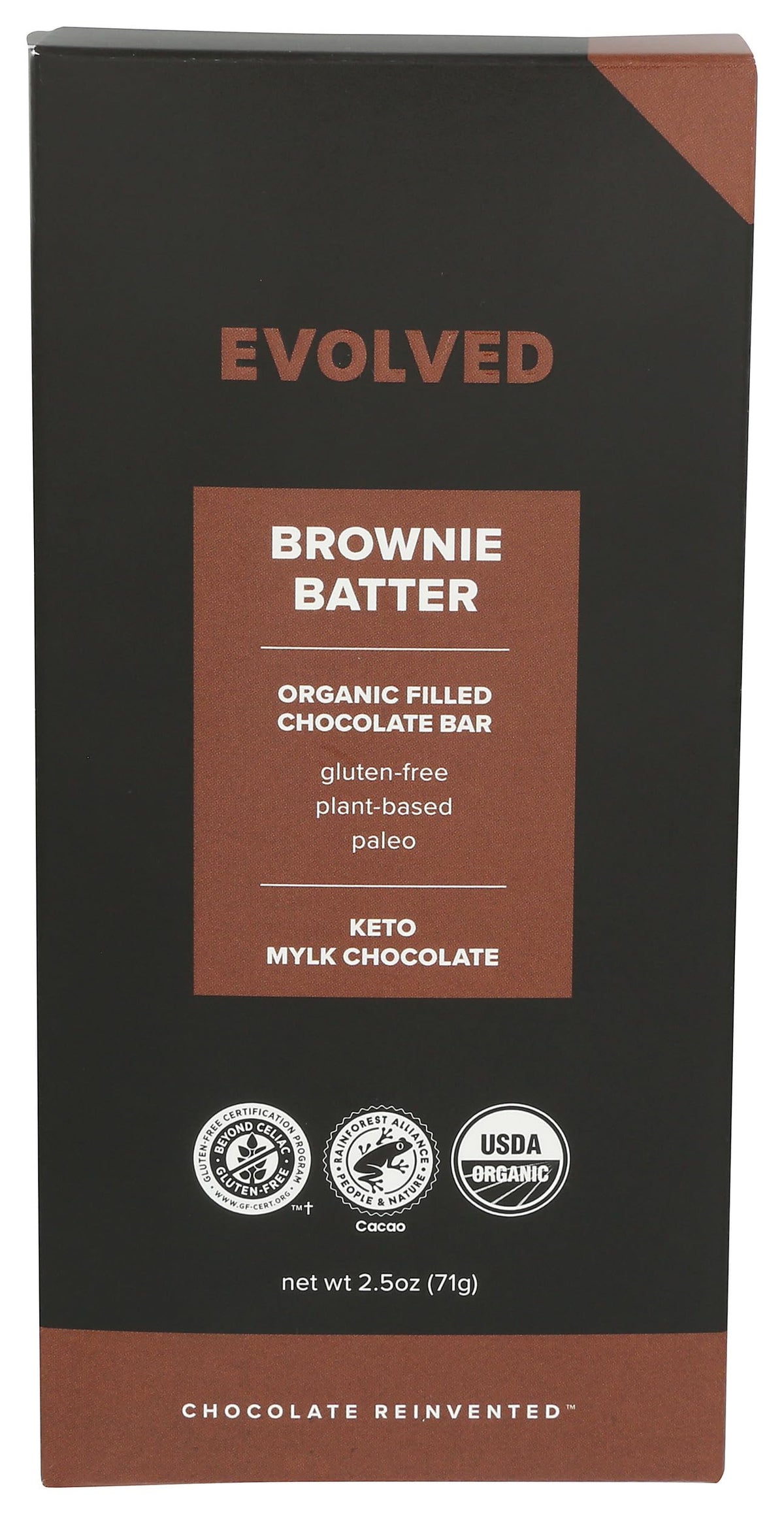 Evolved Organic Brownie Batter Filled Dark Chocolate Bar, 2.5 Oz
