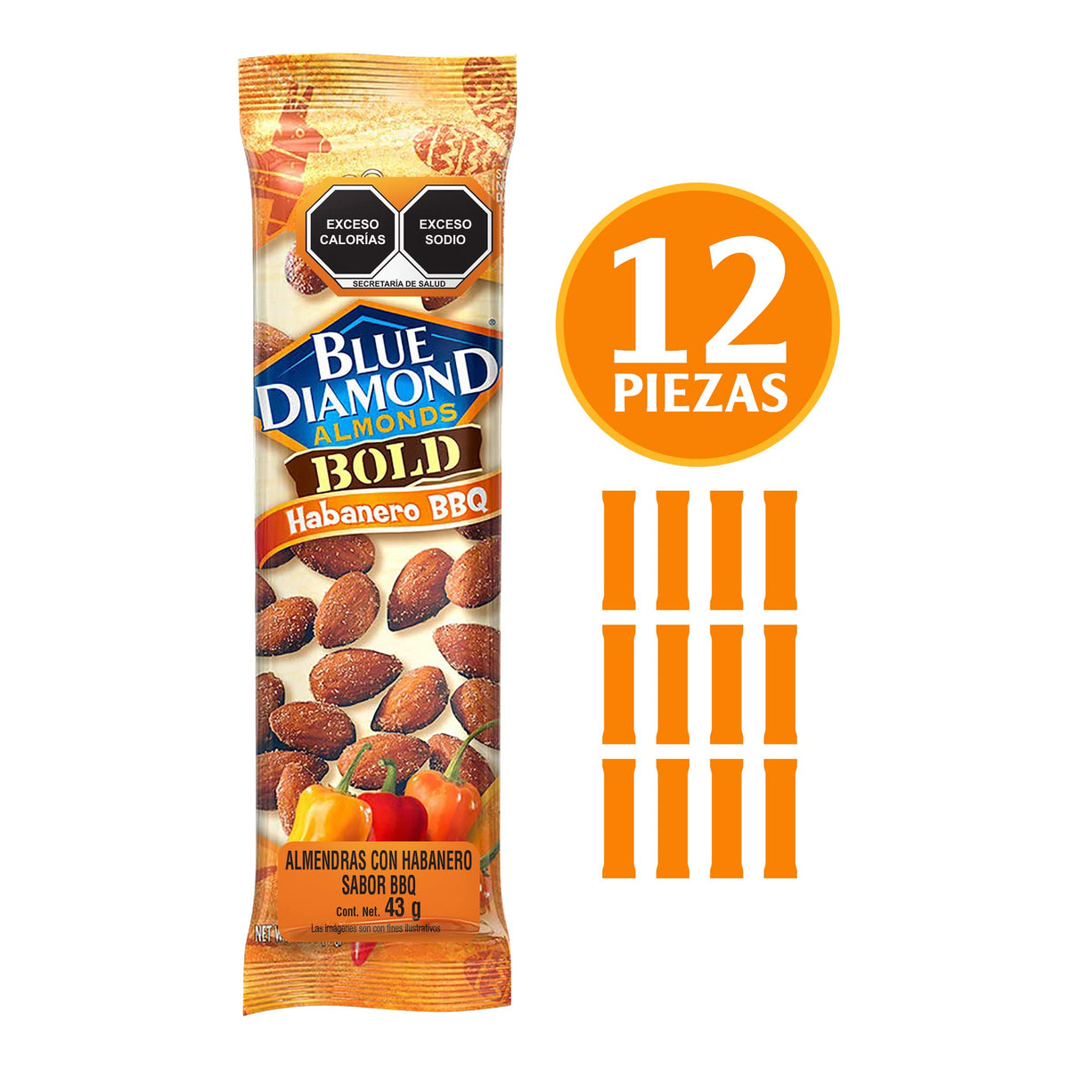 Blue Diamond Almonds, Bold Habanero BBQ, 1.5 Ounce, (Pack of 24)