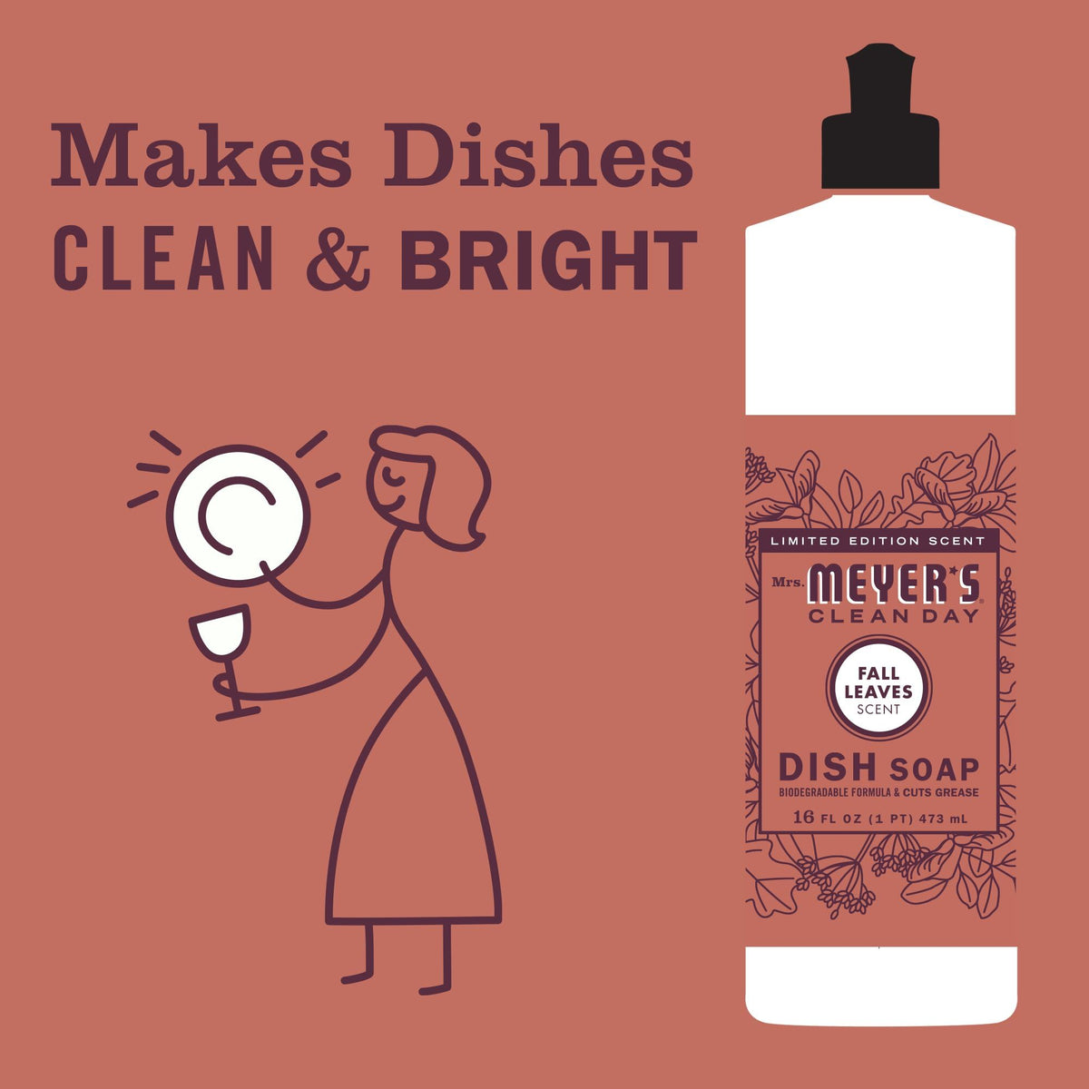 Mrs. MEYER'S Clean Day Dish Soap, Fall Leaves Scent, 16 fl oz (1)