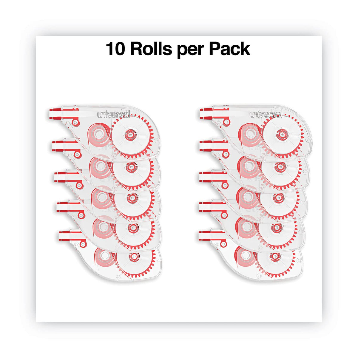 Universal UNV75612 1/5 in. x 393 in. Non-Refillable Side-Application Correction Tape (10/Pack)