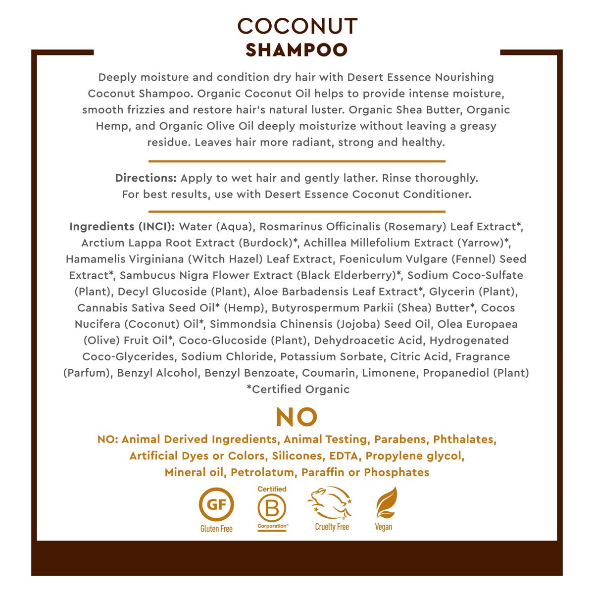 Desert Essence Shampoo, Coconut, 8 FZ, (2 pack)