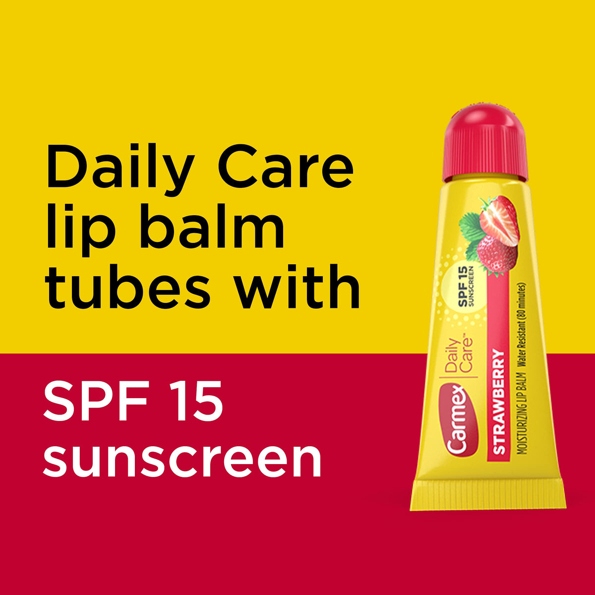 Carmex Daily Care Moisturizing Lip Balm with SPF 15, Strawberry Lip Balm Tubes, 0.35 OZ Each - 3 Count (Pack of 6)