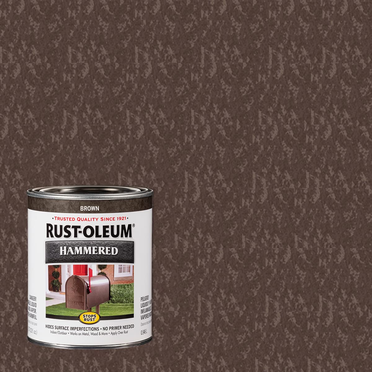 Rust-Oleum 239073-2PK Stops Rust Hammered Finish Paint, Quart, Brown, 2 Pack