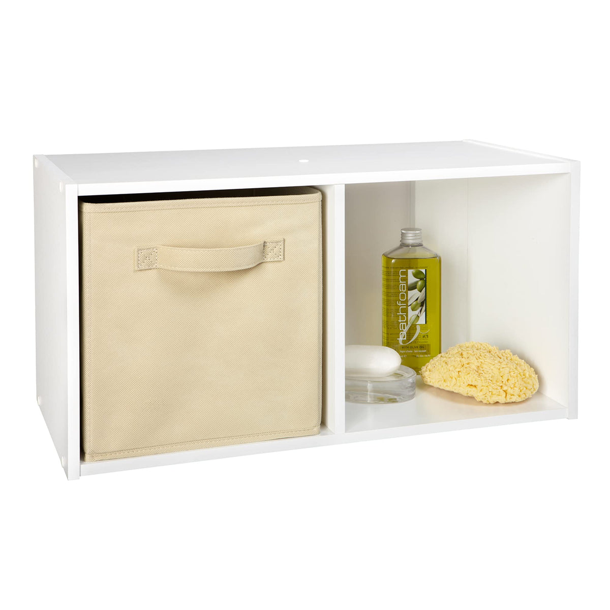 ClosetMaid Cubeicals 2 Cube Storage Shelf Organizer Bookshelf, Stackable or Hanging Wall Mount, Easy Assembly, White Wood Finish
