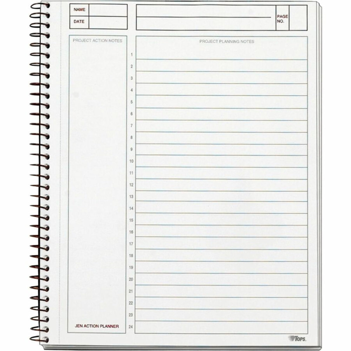 TOPS Products Aion Planner, Side Wirebound, 8-1/2"x6-3/4", 100 Sheets, Black (TOP63828),White