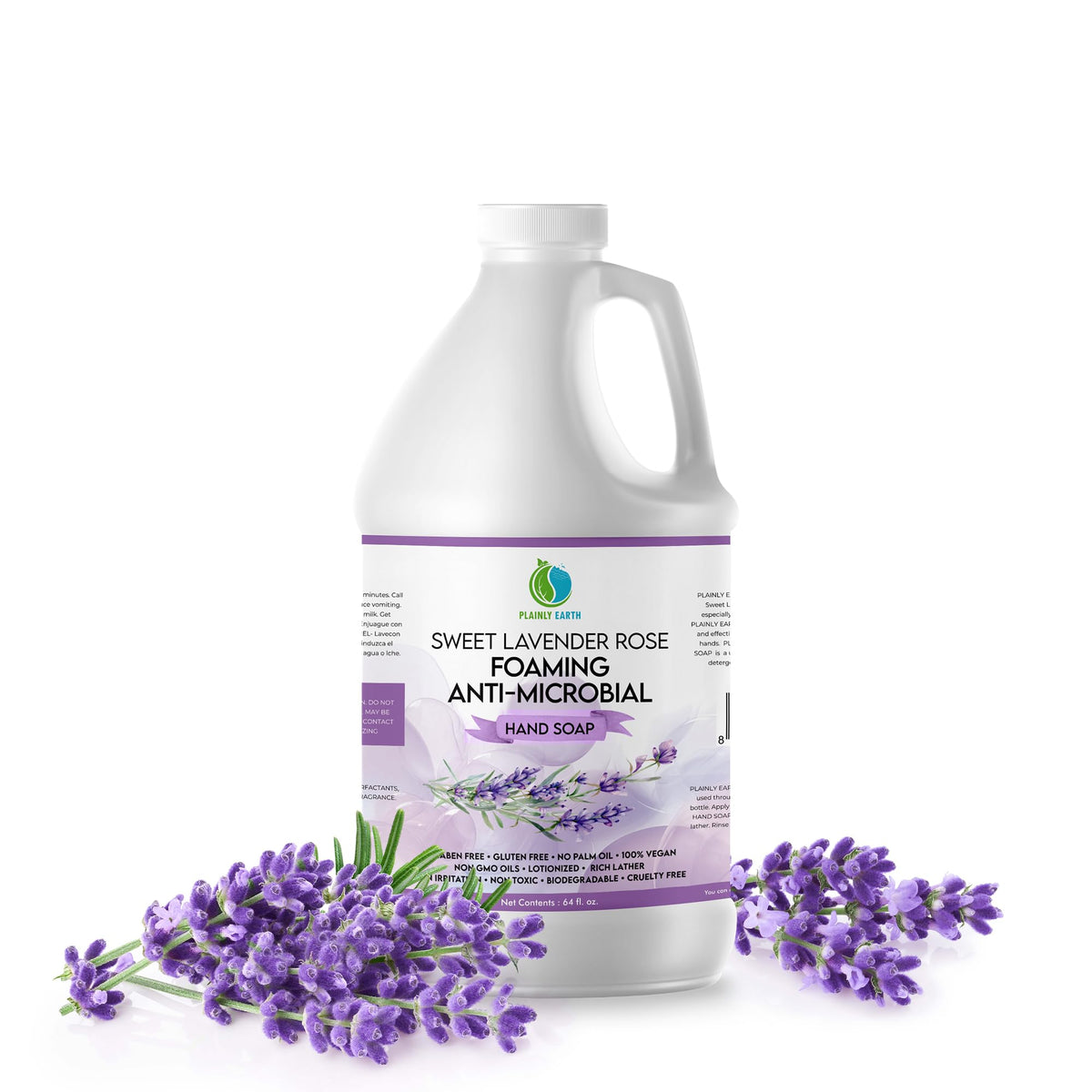 AntiMicrobial Hand Soap - Antibacterial Hand Soap Moisturizing - Liquid Hand Soap Refill Antibacterial - Moisturizing Hand Soap Antibacterial - Gentle Foaming Hand Soap - Sweet Lavender Rose, 64 oz