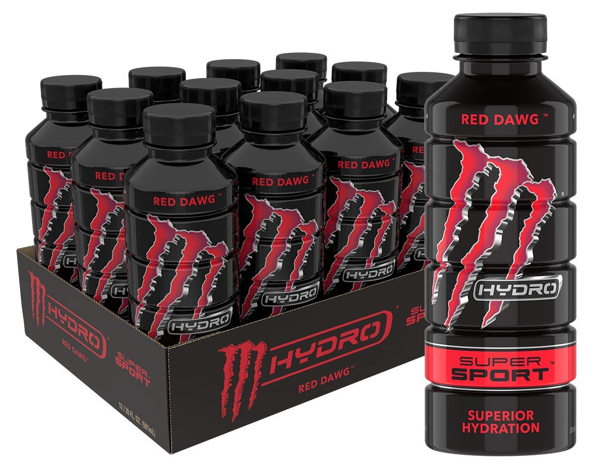 Monster Energy Hydro Red Dawg, Super Sport, 20 Oz (Pack Of 12)