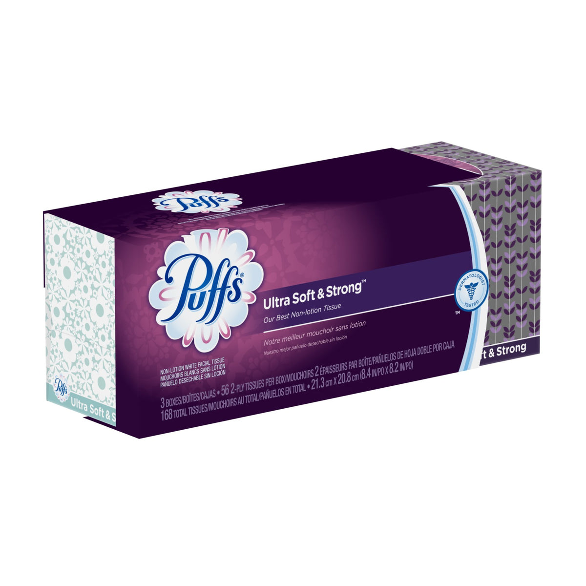 Puffs Ultra Soft and Strong Facial Tissues, Cubes, 168-Count (Pack of 8)