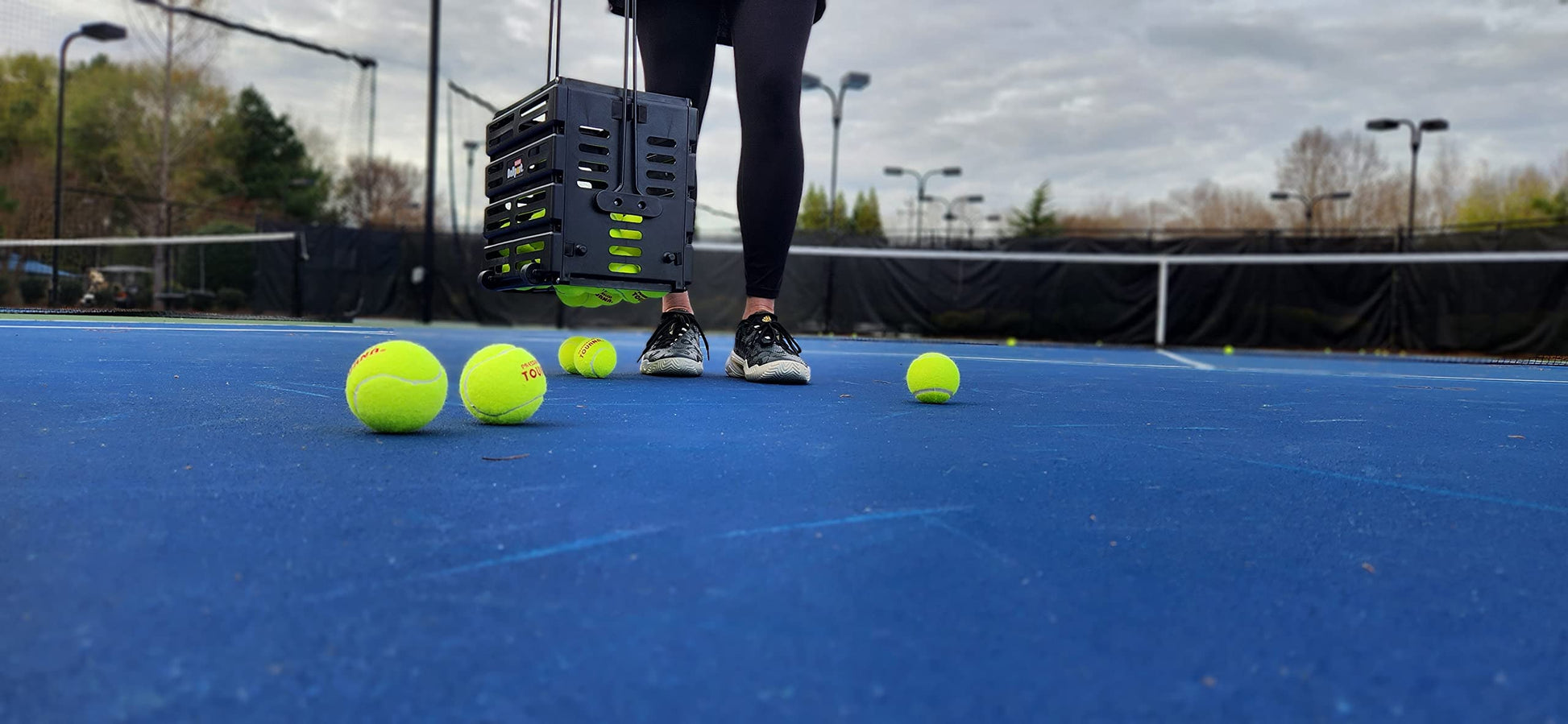 Tourna Ballport Tennis Ball Hopper Holds 80 Balls Durable and Lightweight, Red