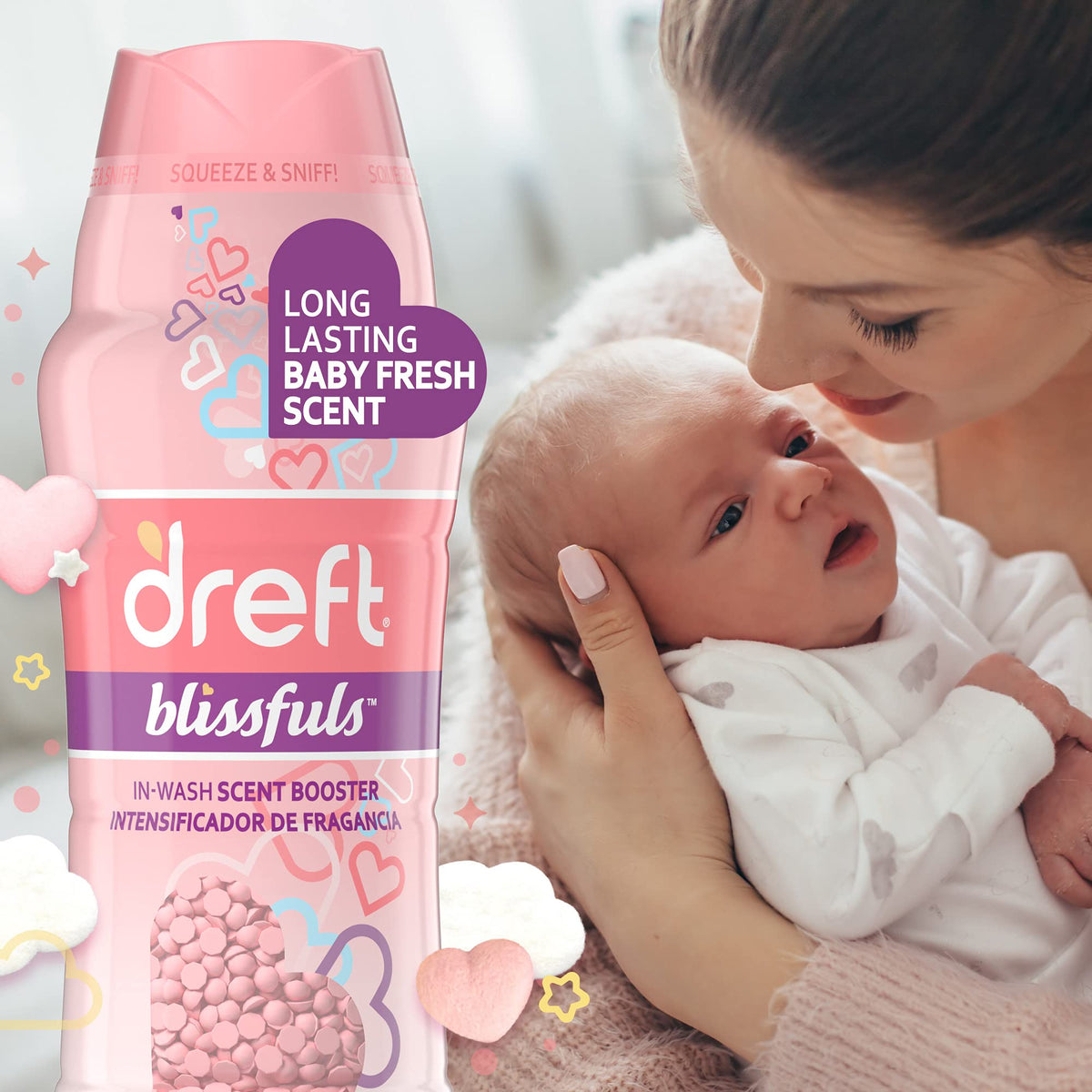 Dreft Blissfuls Laundry Scent Booster Beads for Washer, Baby Fresh Scent, 20.1 oz