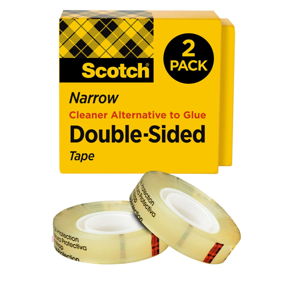 Scotch Double Sided Tape, 1/2 in x 500 in, Permanent, 2 Boxes/Pack (665-2)
