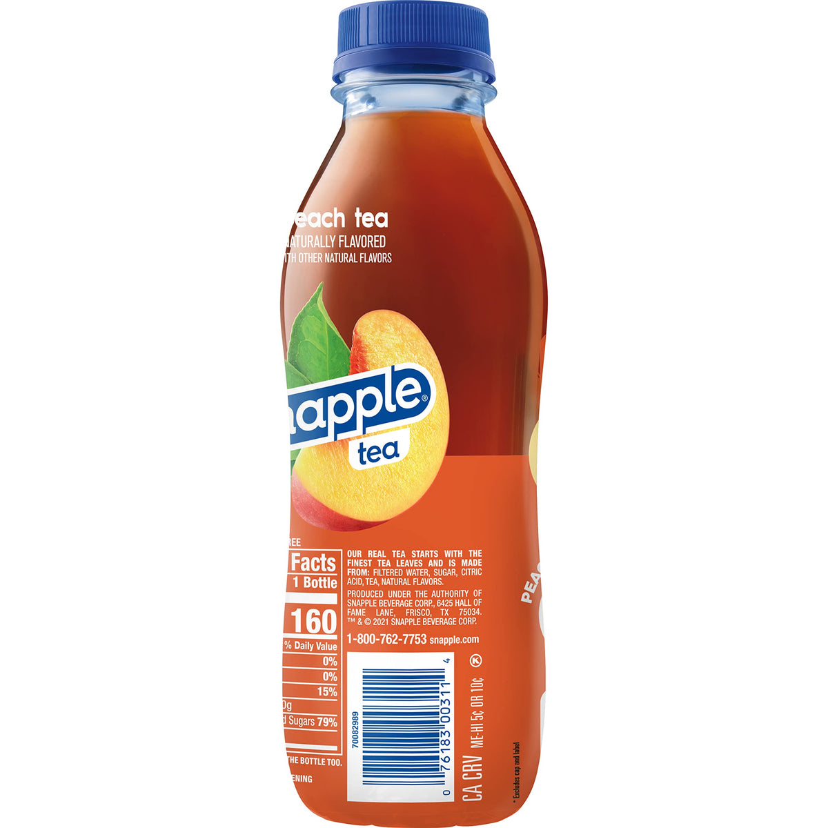 Snapple Peach Tea, 16 fl oz recycled plastic bottle, Pack of 12