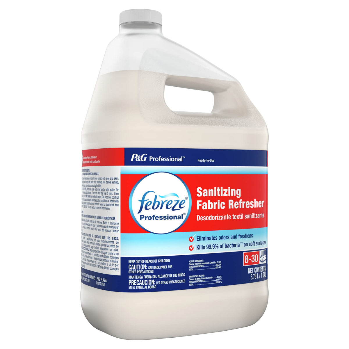 Febreze 72136 Professional Sanitizing Fabric Refresher, Light Scent, 1 gal, Ready to Use, 3/Carton