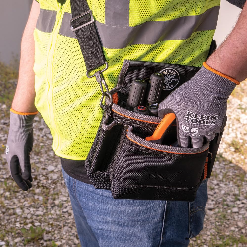 Klein Tools 60588 Work Gloves, Knit Dipped Cut Resistant ANSI A4 Nitrile Coated Gloves, HPPE Fabric, Touchscreen Capable, Medium, 2-Pair