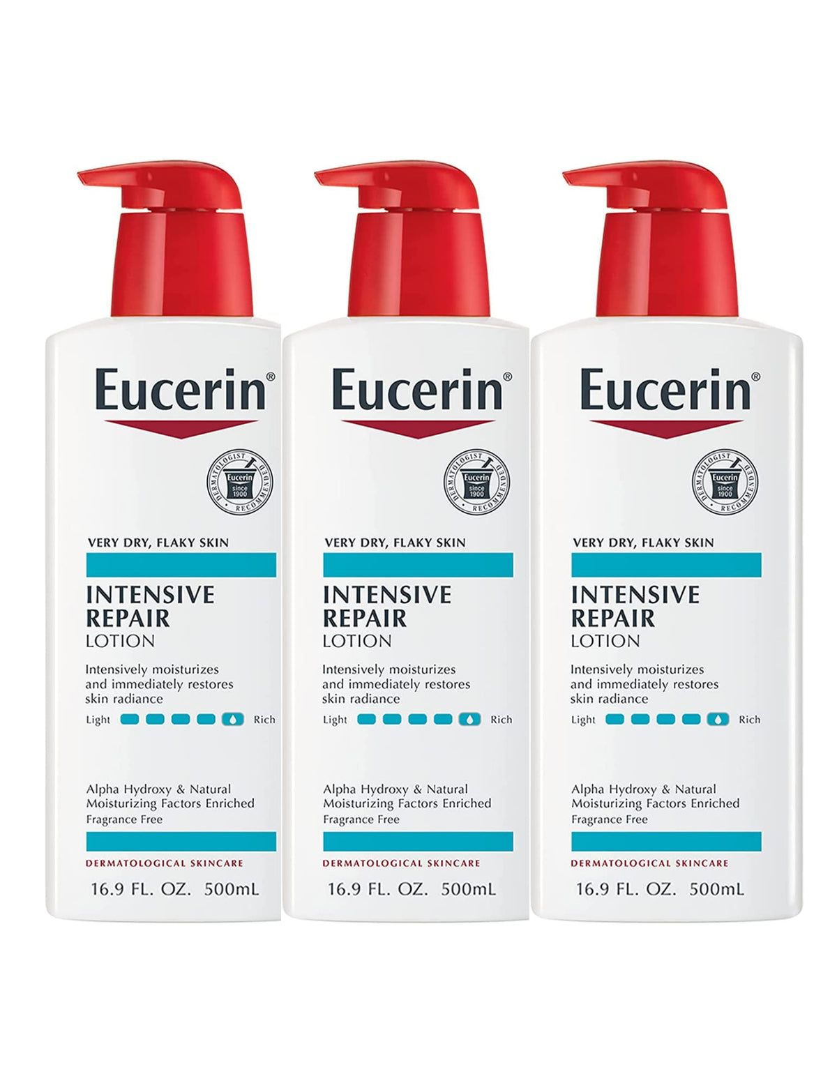 Eucerin Lotion Intensive Repair 16.9 Ounce Pump (500ml) (3 Pack)