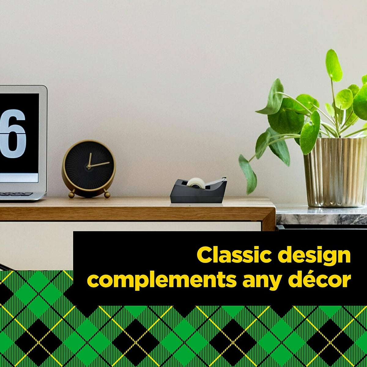 Scotch C38BK Desktop Tape Dispenser, 1-Inch Core, Weighted Non-Skid Base, Black