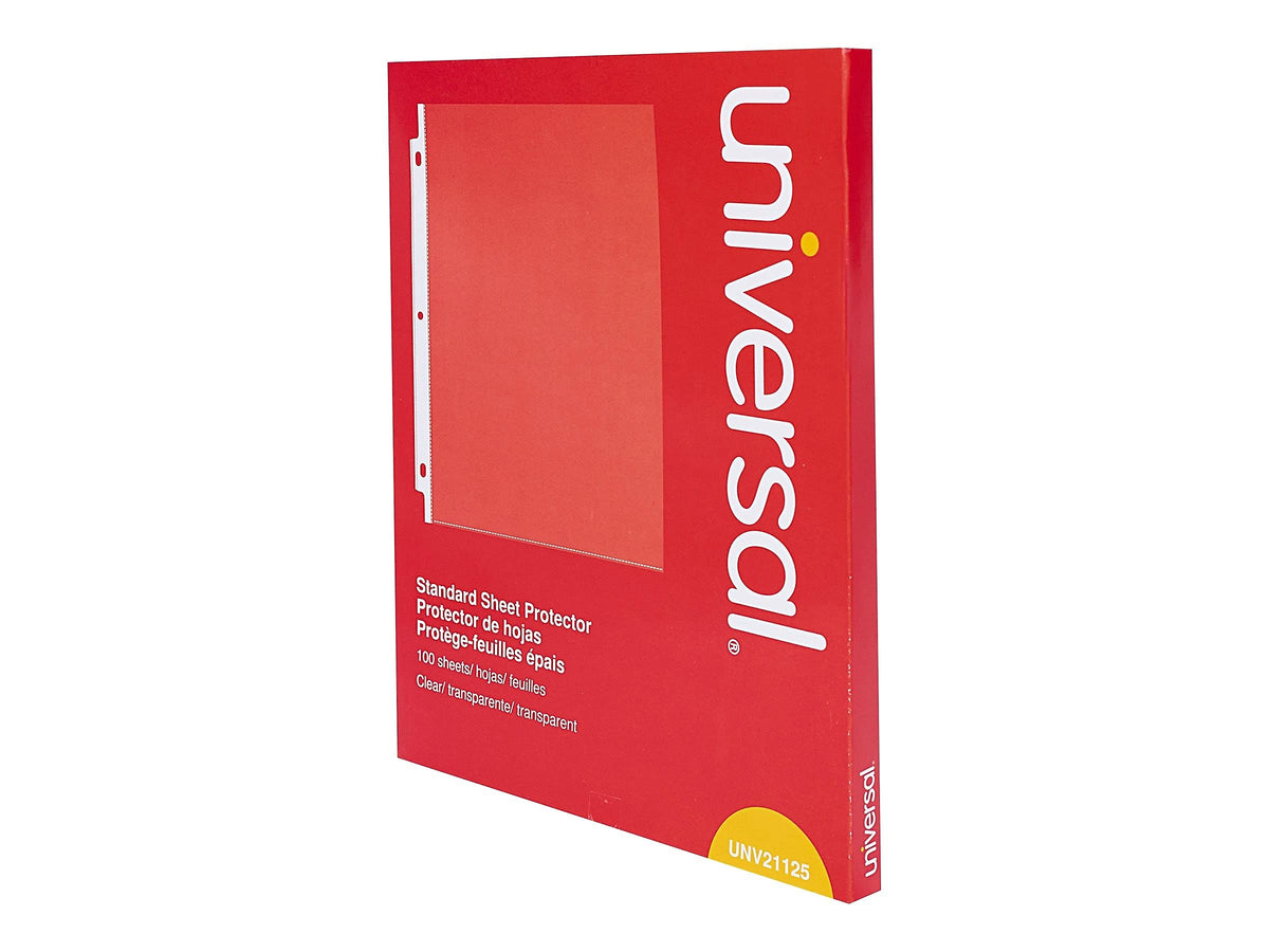 Universal UNV21125 Standard Top-Load Poly Sheet Protectors - Letter, Clear (100/Box)