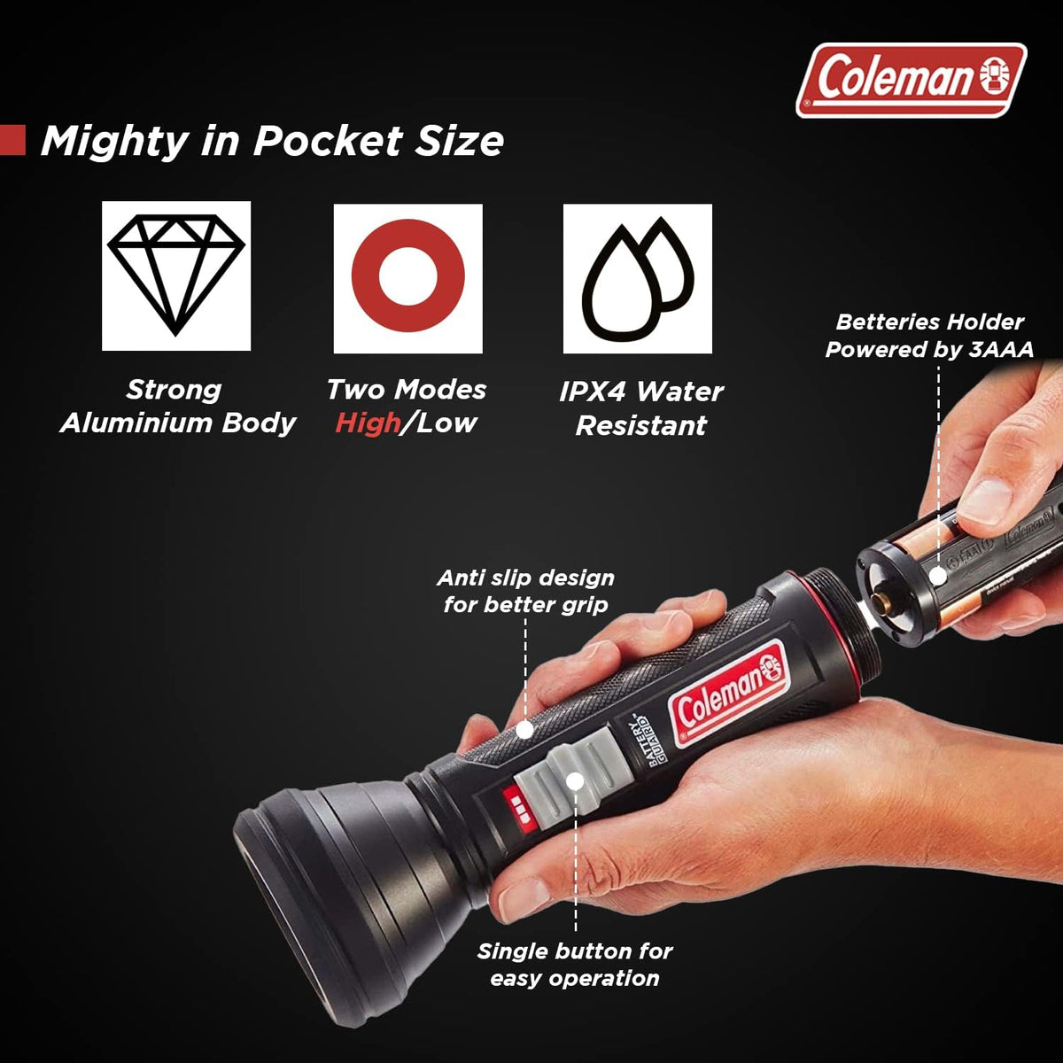 Coleman LED Flashlight | 325 Meter Flashlight with BatteryGuard
