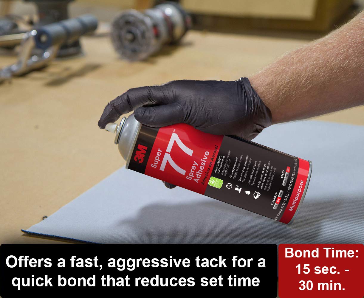 3M Super 77 Multipurpose Permanent Spray Adhesive Glue, Low VOC, Paper, Cardboard, Fabric, Plastic, Metal, Wood, Net Wt 18 oz