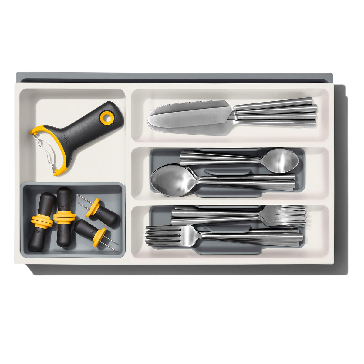 OXO Good Grips Kitchen Drawer, Expandable Utensil Organizer, White