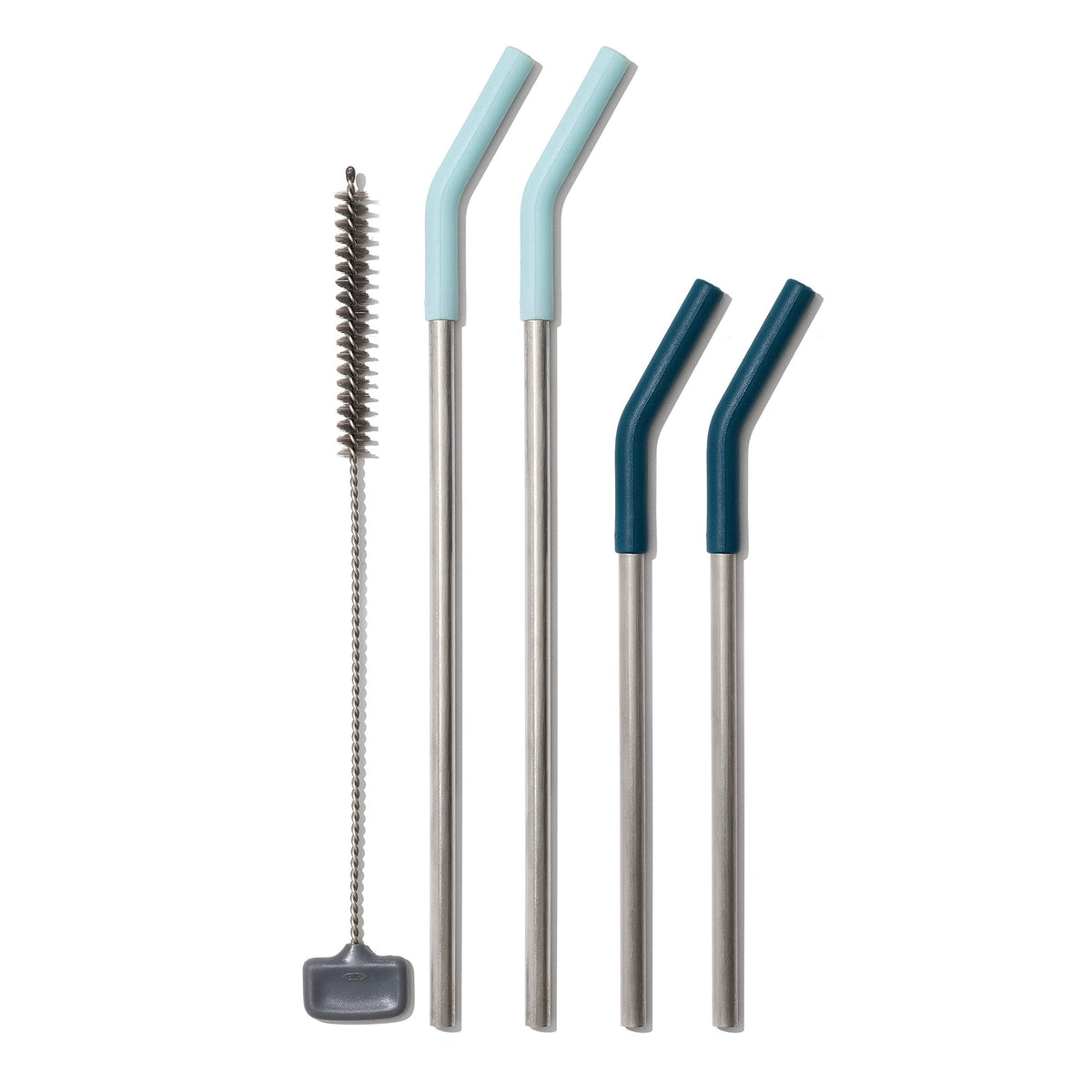 OXO Good Grips (Blue/Green) Reusable Straws, 5 Piece Set